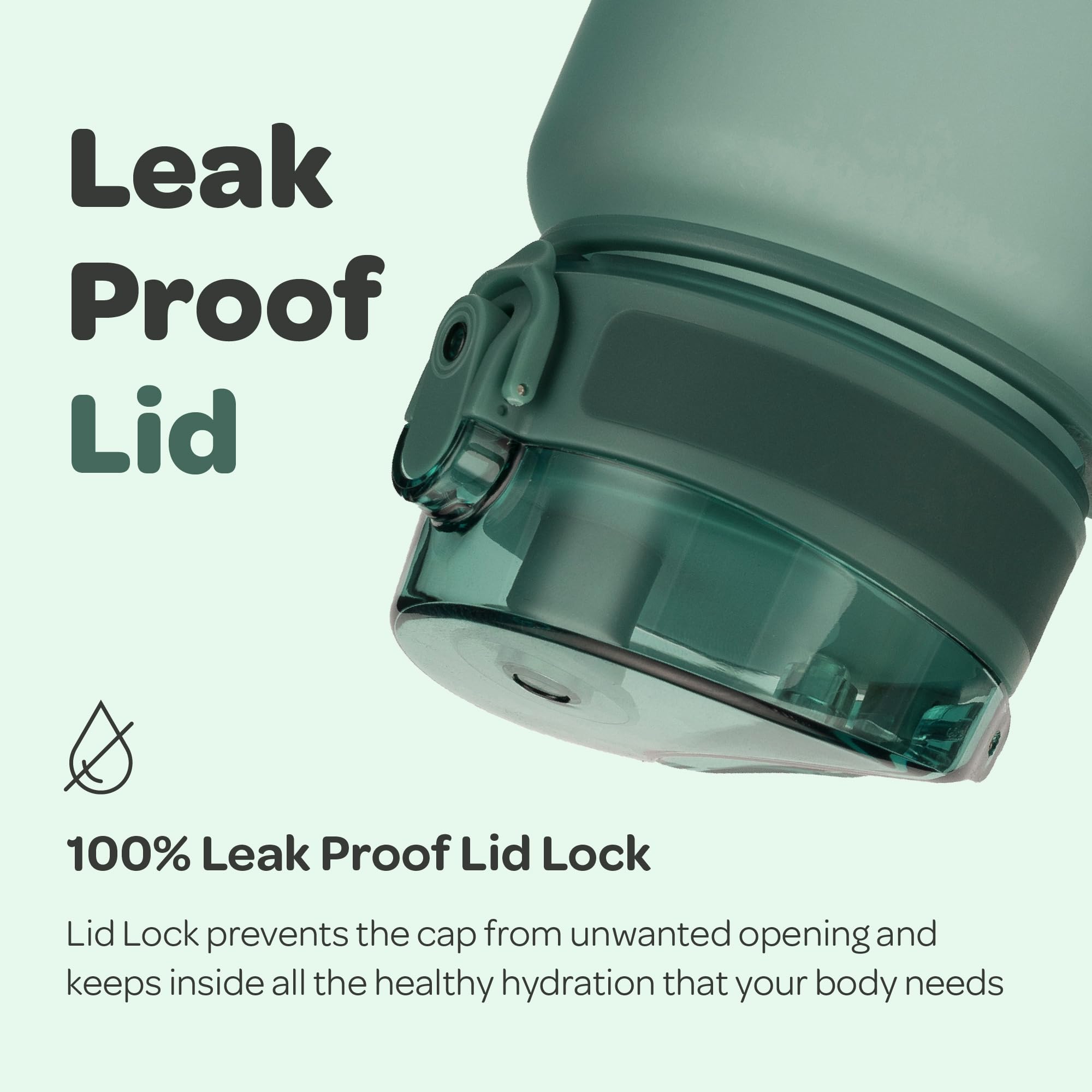 Hydracy Water Bottle with Time Marker - 500 ml 17 Oz BPA Free Water Bottle - Leak Proof & No Sweat gym Bottle with Fruit Infuser Strainer - Ideal gift for Fitness or Sports & Outdoors Moonlightgreen