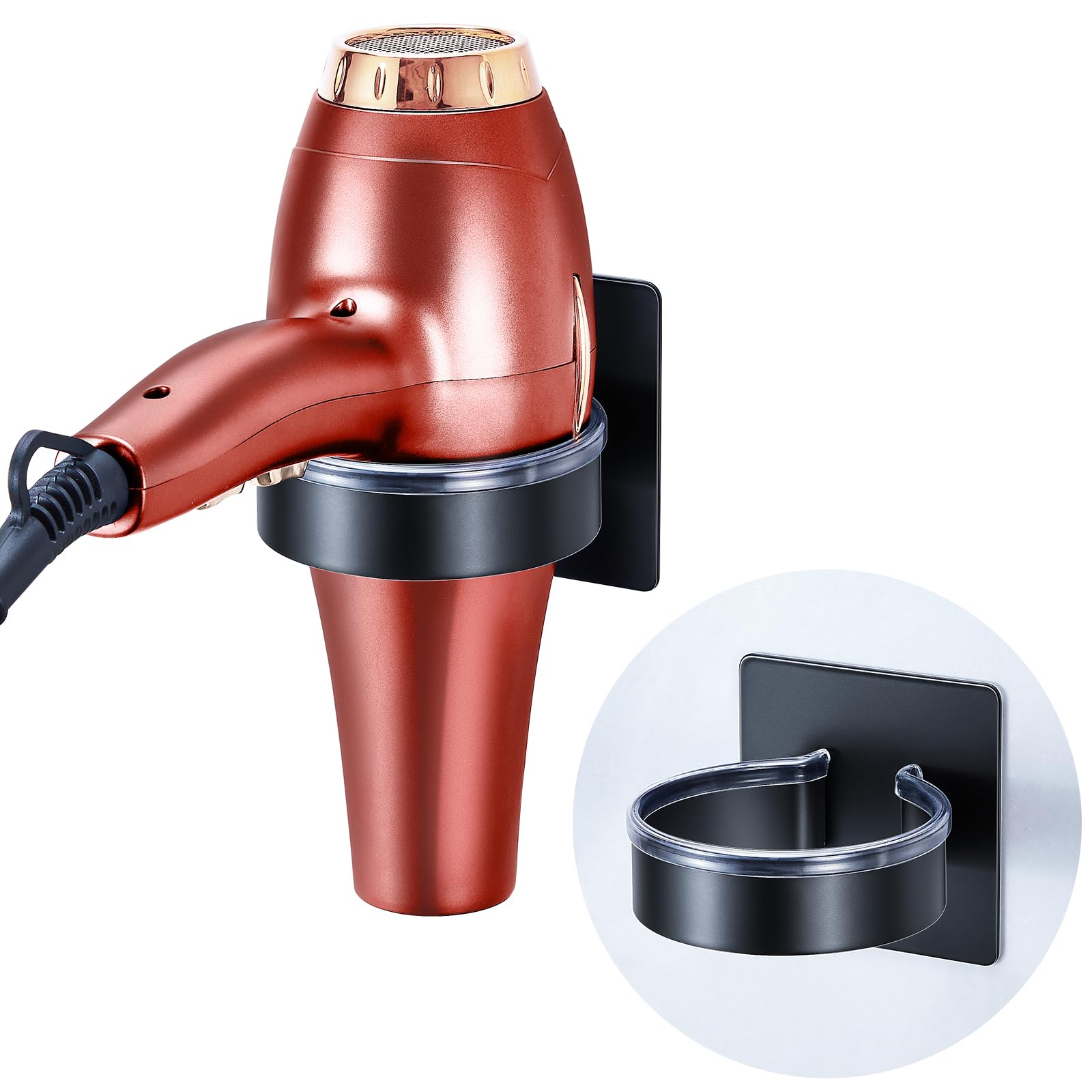 Oukimly Hair Dryer Holder Wall Mounted, Blow Dryer Holder, Hair Tool Organizer for Hair Dryer Storage Hanger, Adhesive Hairdryer