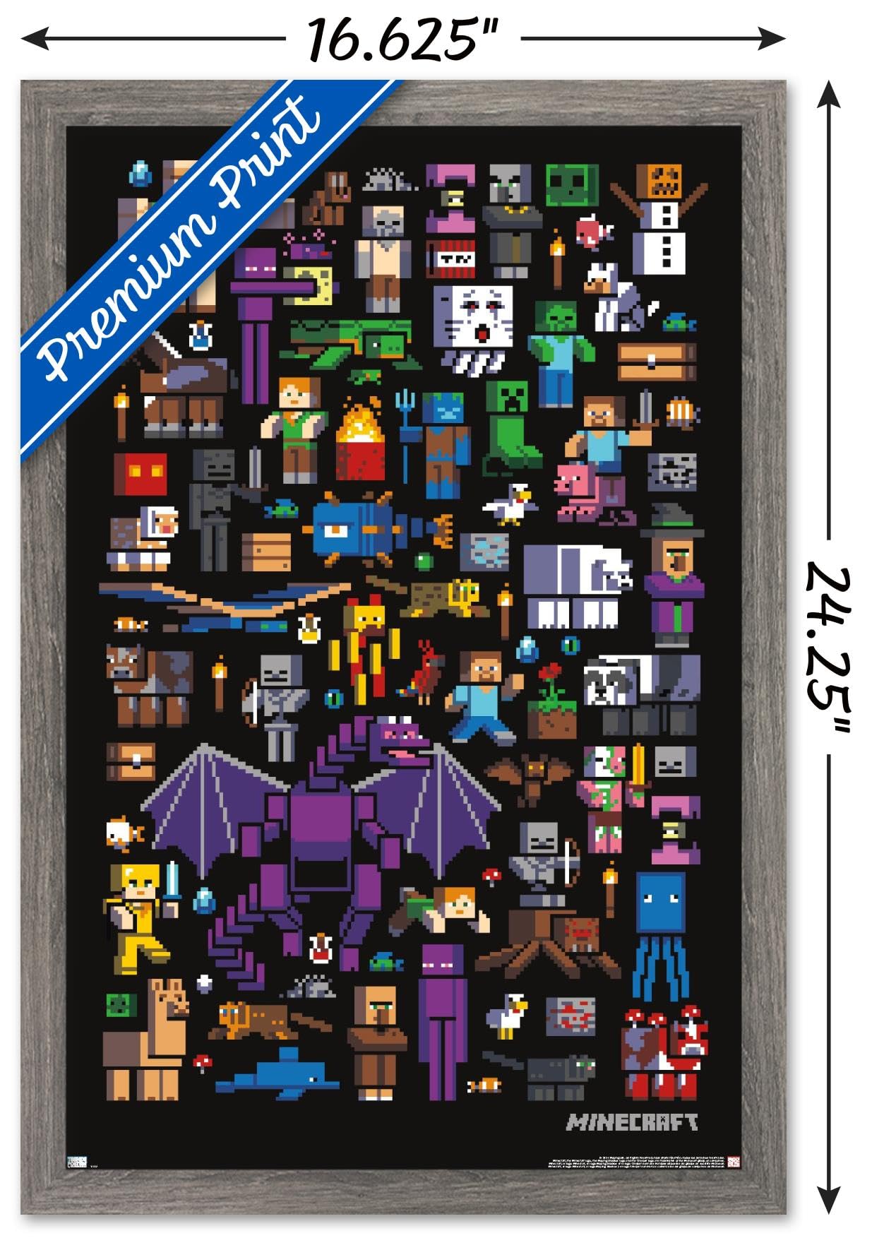 Trends International Minecraft - Mobbery Wall Poster, 14.725'' X 22.375'', Barnwood Framed Version