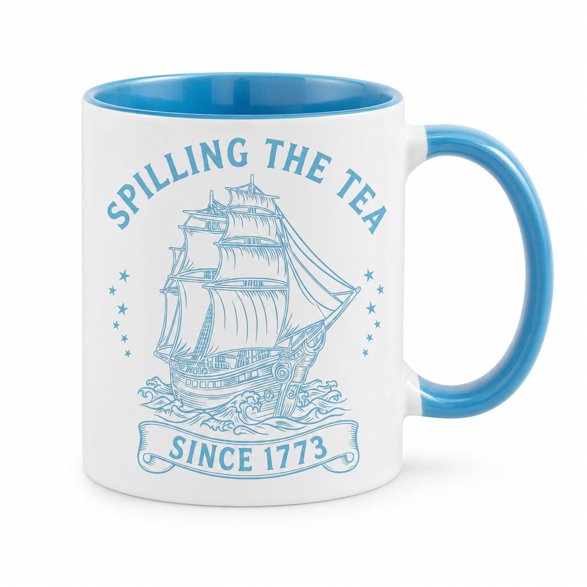 Copasao Spilling the Tea Since 1773  Funny History Blue Coffee Mug 11oz, Ideal Teacher Appreciation Gift for History Lovers