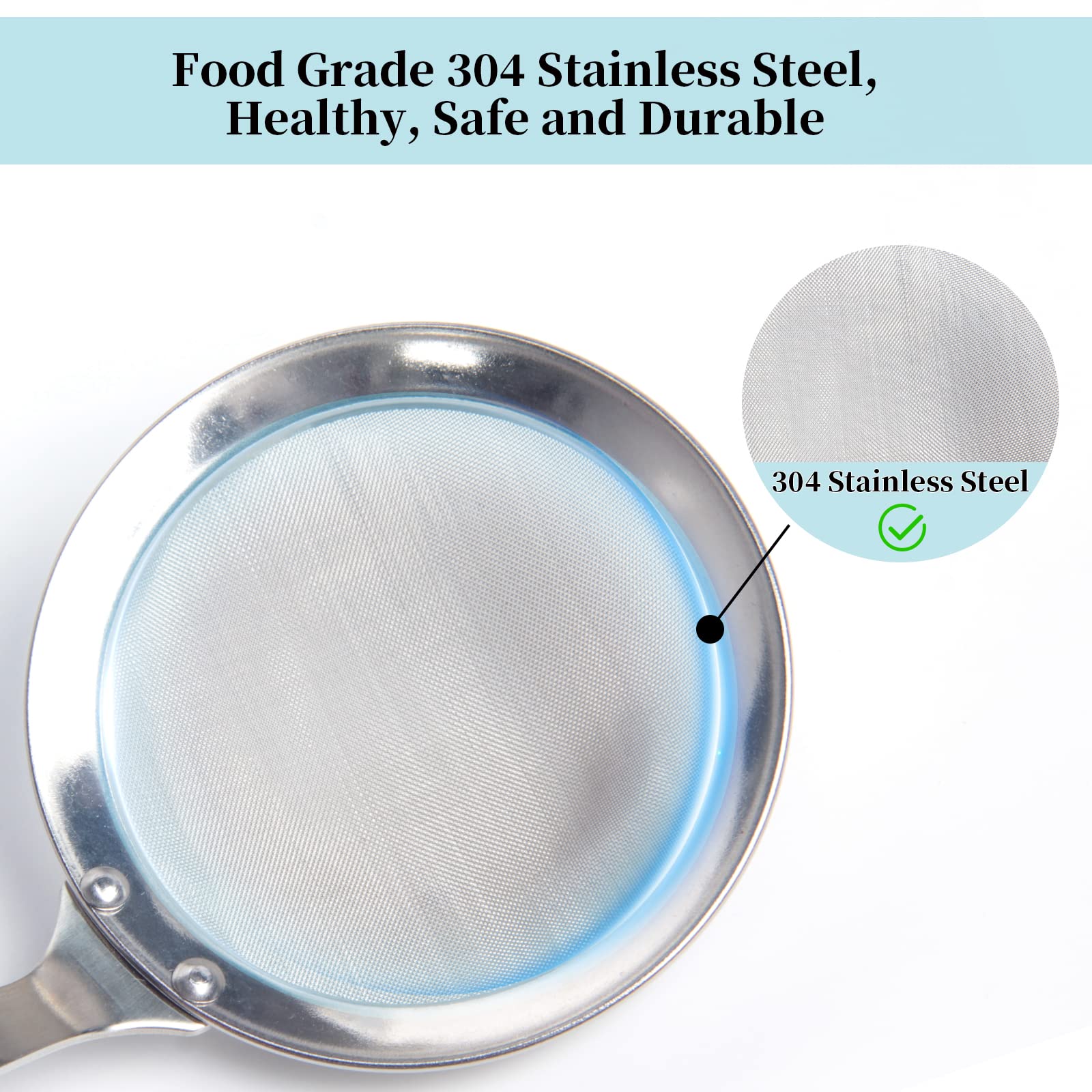 Newness Fine Mesh Skimmer Spoon, Professional 304 Stainless Steel Hot Pot Fat Strainer For Oil Filter Skimming Grease And Foam,