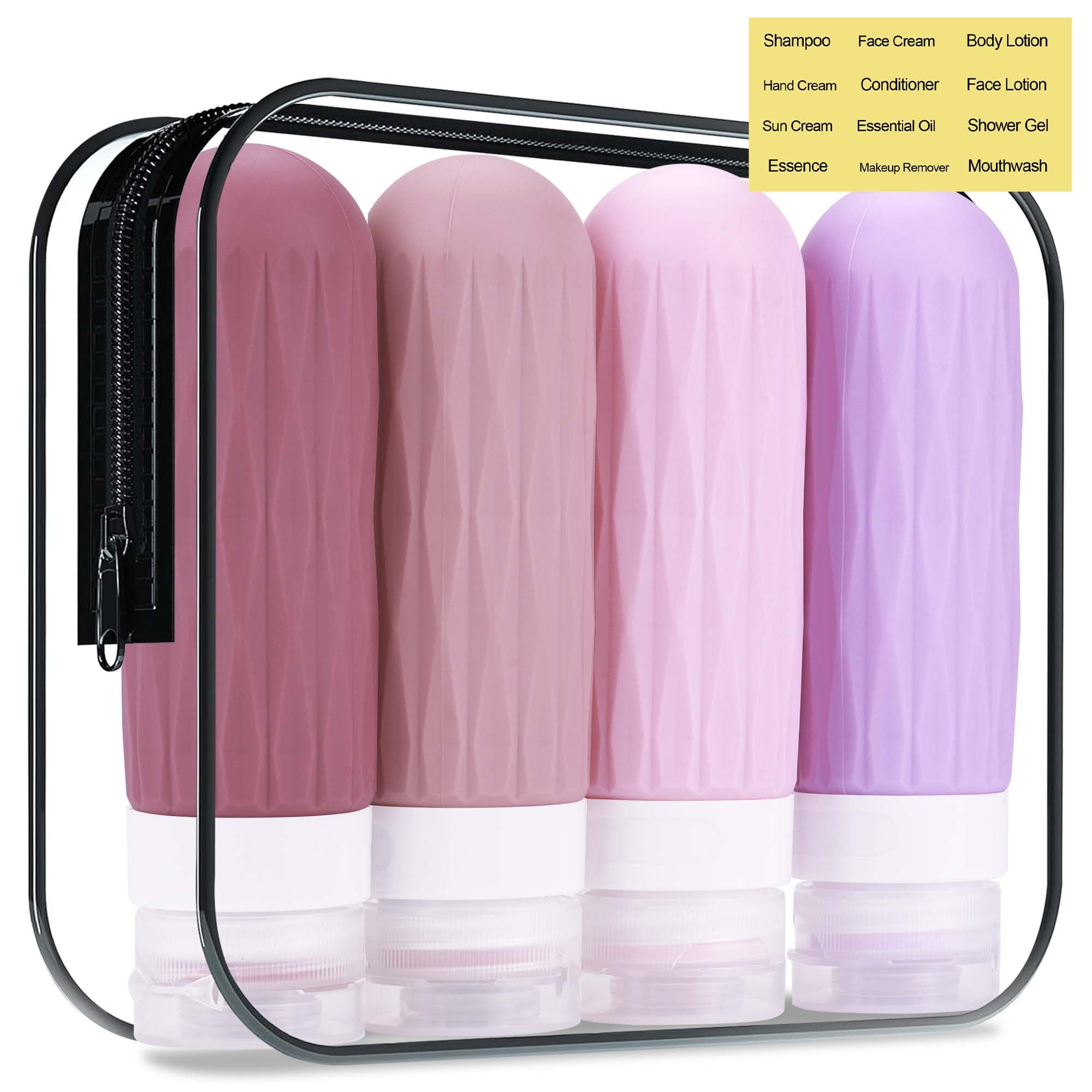 Travel Bottles For Toiletries, Tsa Approved Travel Size Containers, 3Oz Travel Size Toiletries Bottles, Leakproof & Refillable S