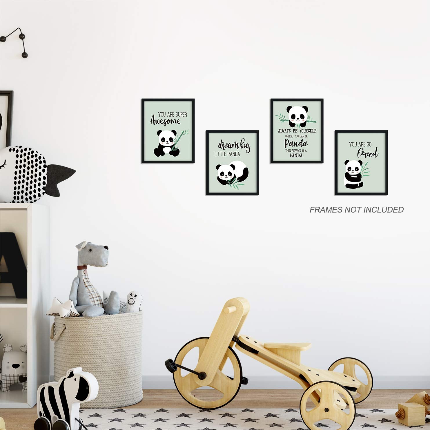 Xwelldan Inspirational Quotes Cute Panda Wall Art Prints, Girls Boys Gifts For Nursery Kids Bedroom Classroom Decor, 8 X 10 Inch
