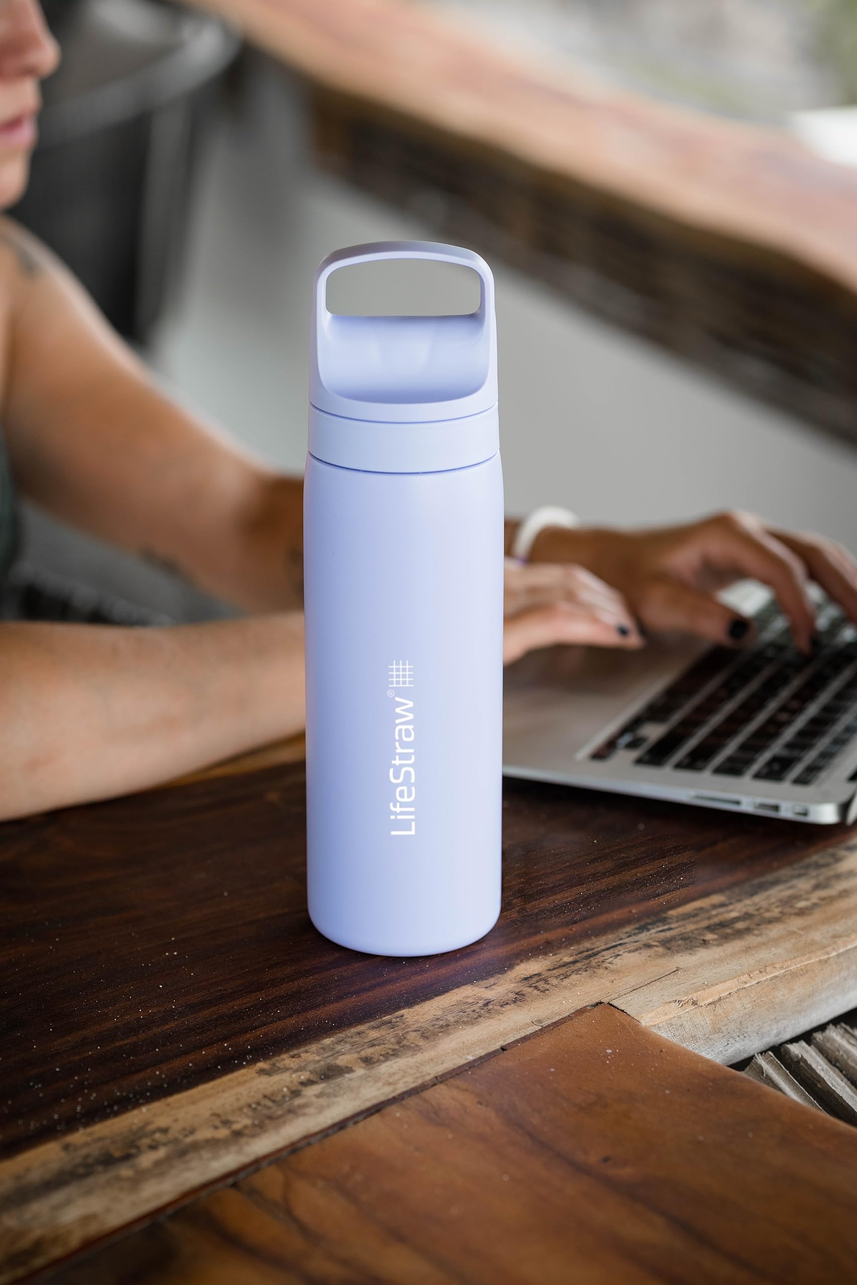 Lifestraw Go Series - Double Wall Bpa-Free Vacuum Insulated 18 Oz Stainless Steel Water Filter Bottle For Travel And Everyday Us
