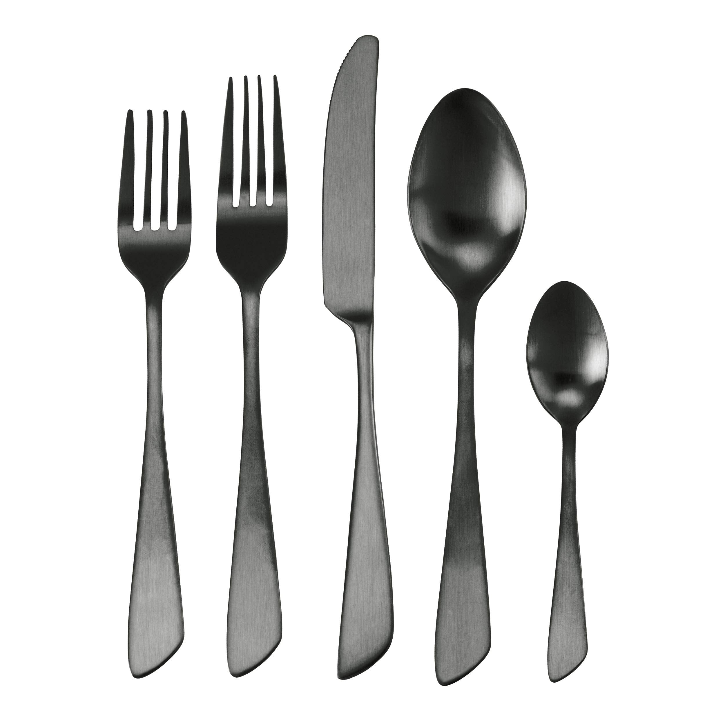 Megachef Gibbous 20 Piece Flatware Utensil Set, Stainless Steel Silverware Metal Service For 4 In Black