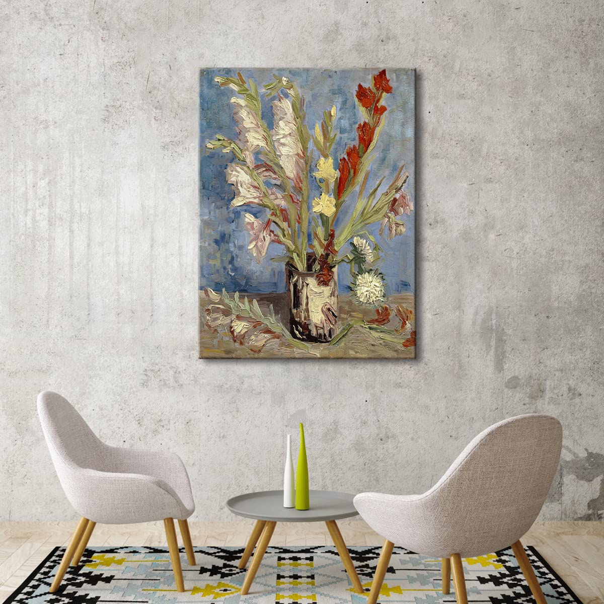 Wieco Art Vase With Gladioli And China Asters By Van Gogh Famous Artwork Oil Paintings Large Wall Art Abstract Flowers Pictures