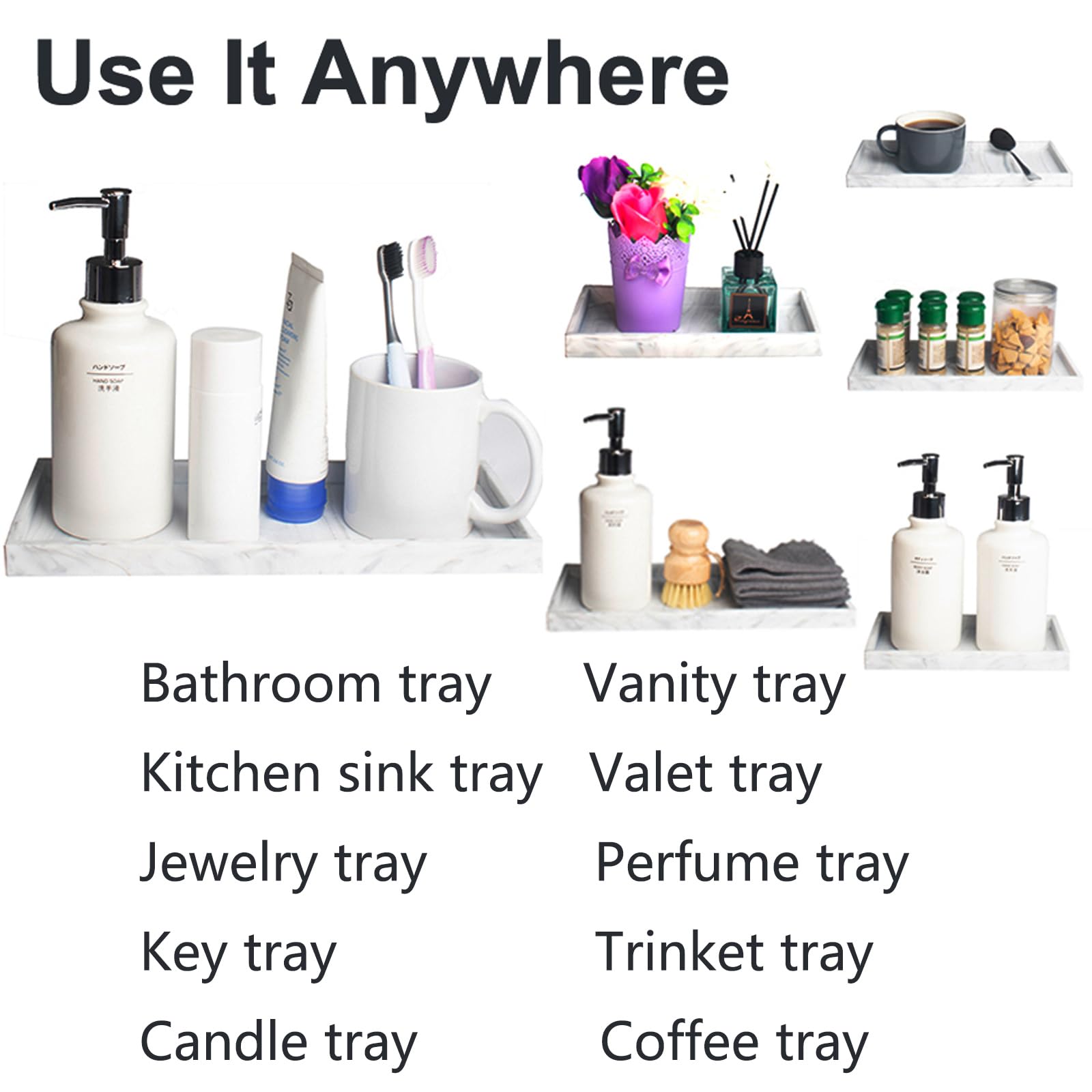 Dnc Bathroom Tray, 11.8'' Silicone Vanity Tray For Counter, Kitchen Sink Soap Tray For Dish Holder Dispenser Countertop Toilet T