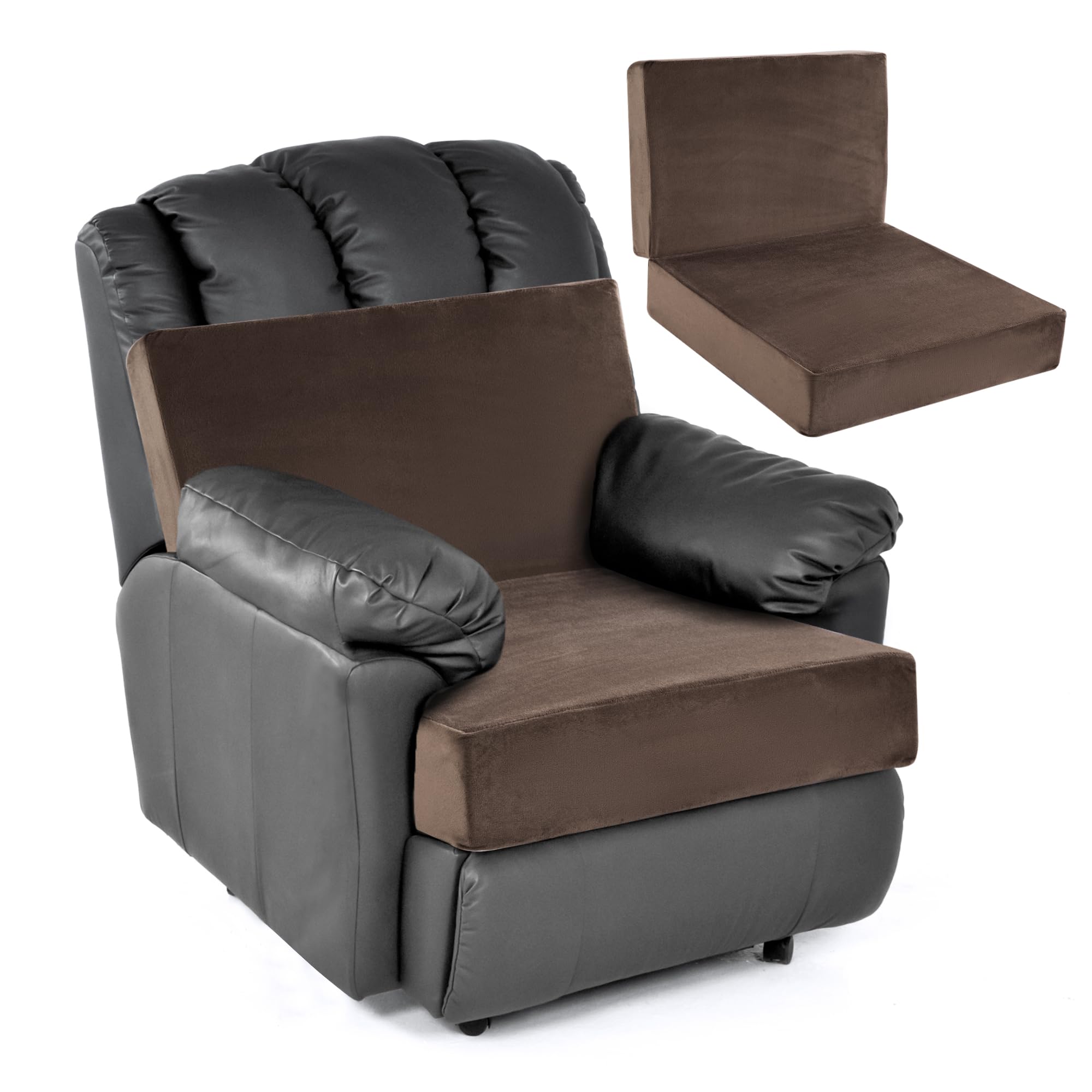 HOMBYS Foam Recliner Chair Cushions for Elderly, 4 Thick Chair Pads with Back Support for Office, Non-Slip Medium Firm Seat Cush