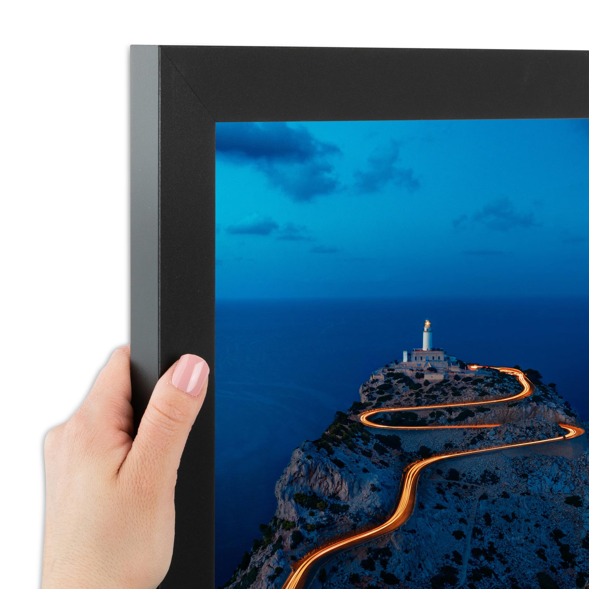 ArtToFrames 4x30 Inch Black Picture Frame, This 1.25 Inch Custom Poster Frame is Soft Black - Comes with Economy Acrylic and Cor