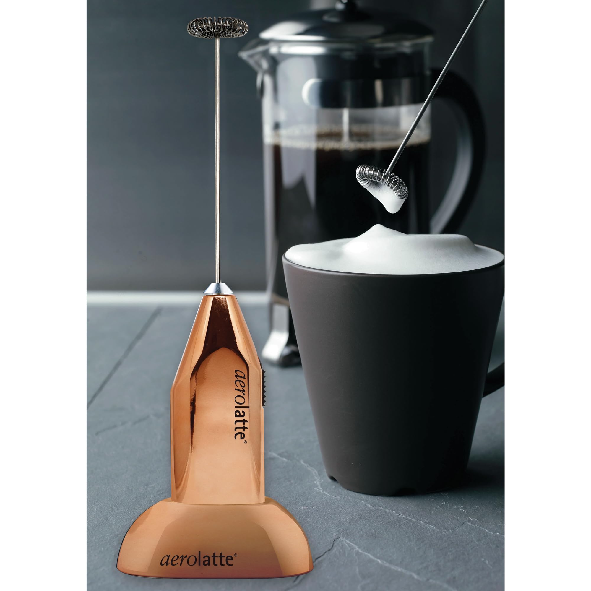 Aerolatte Milk Frother With Counter Stand, The Original Steam-Free Frother, Copper