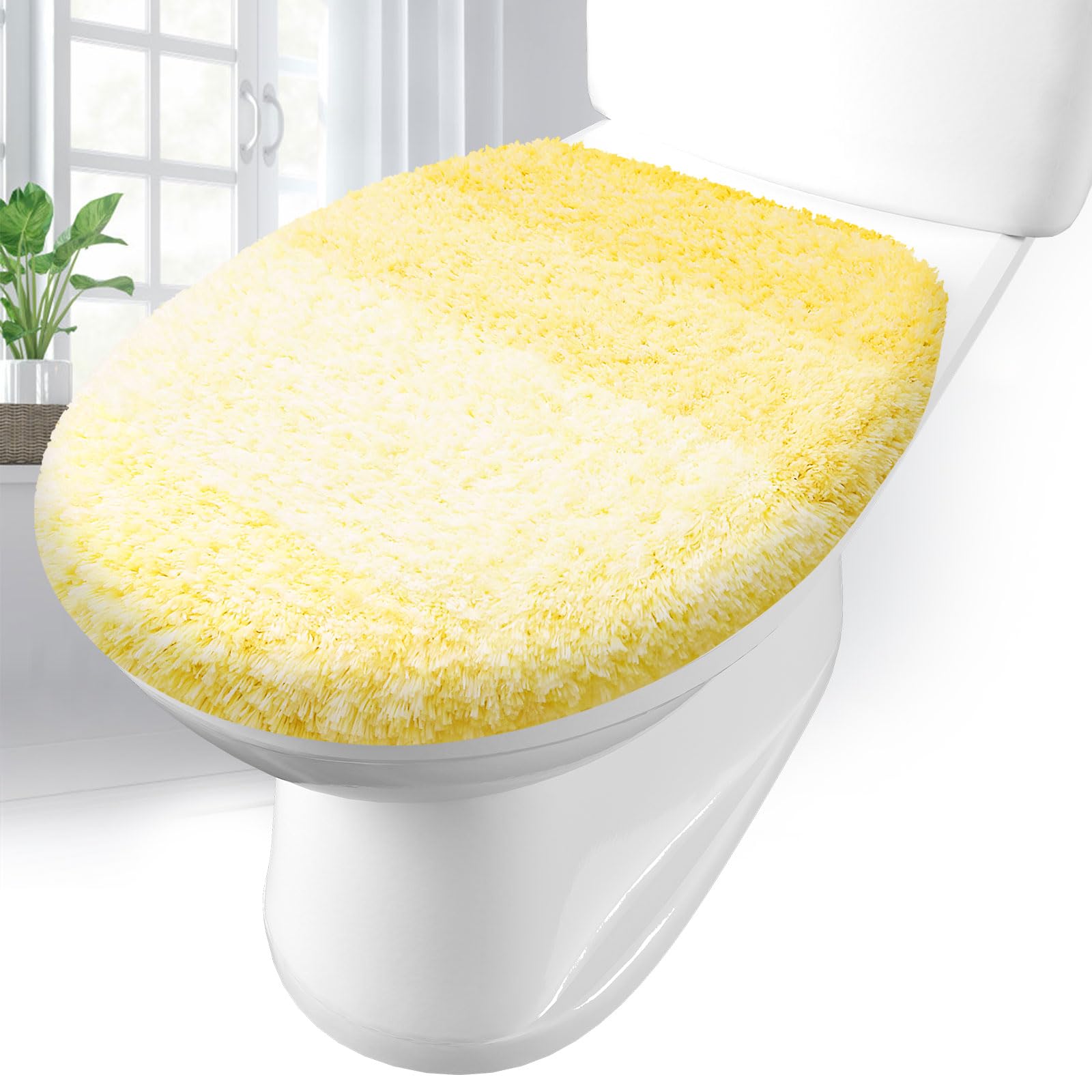 Arotive Soft Microfiber Bathroom Toilet Lid Cover, Machine Washable Seat Covers, 17.5 x 15, Stays in Place Rubber Backing, Fits 