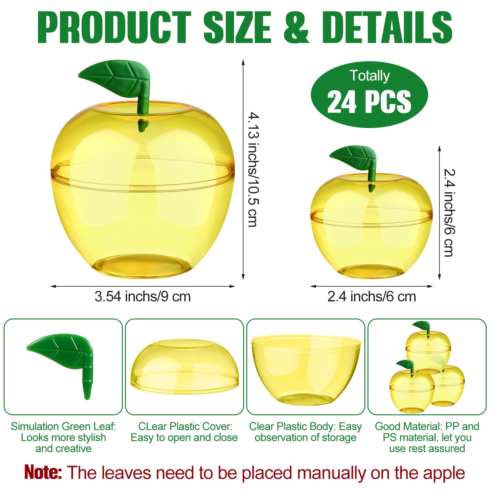 Menkxi 24 Pcs Apple Containers Back To School Apples Shaped Plastic Candy Jars Toy Gift Filling Containers Teacher Appreciation