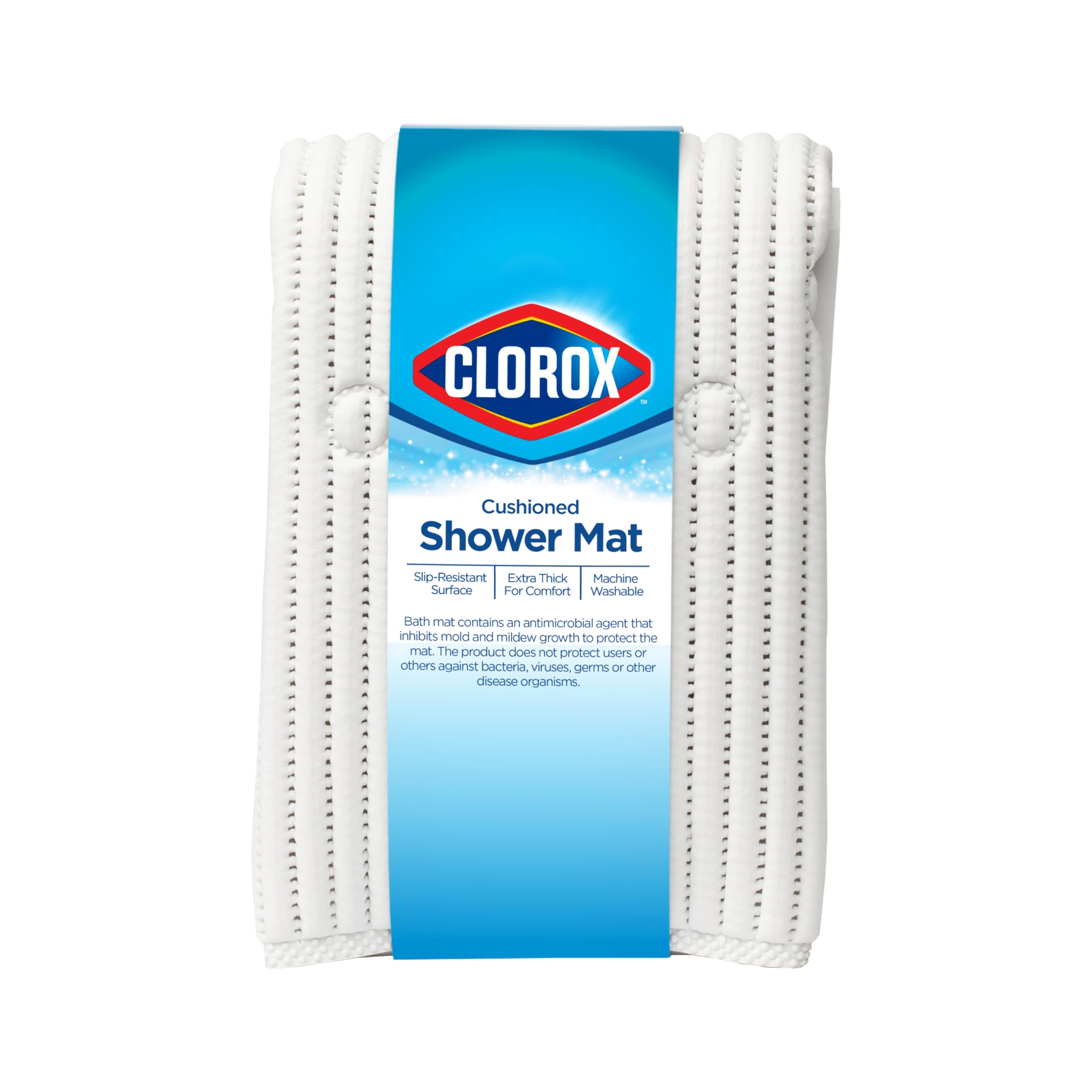 Duck Clorox Non-Slip Shower Mat, 21"x21", White, Cushioned with Suction Cups, Model 288342