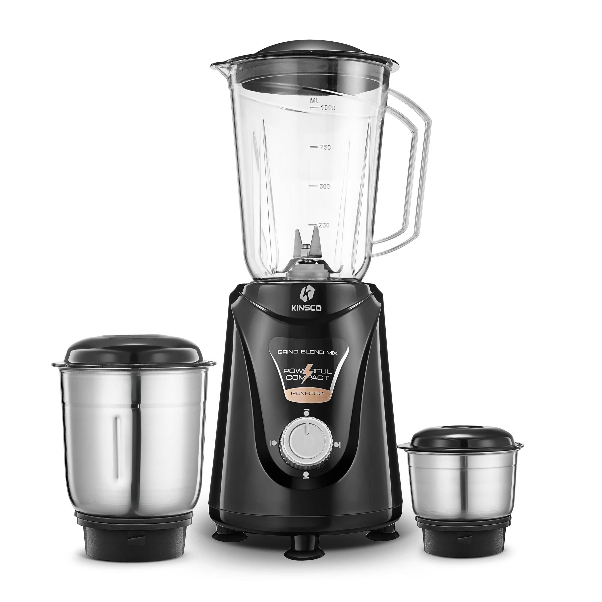 Kinsco 550W Blender Mixer With 3 Jars | Heavy Duty Motor For Daily Grinding And Juicer | Strong Steel Blades | Home And Kitchen 