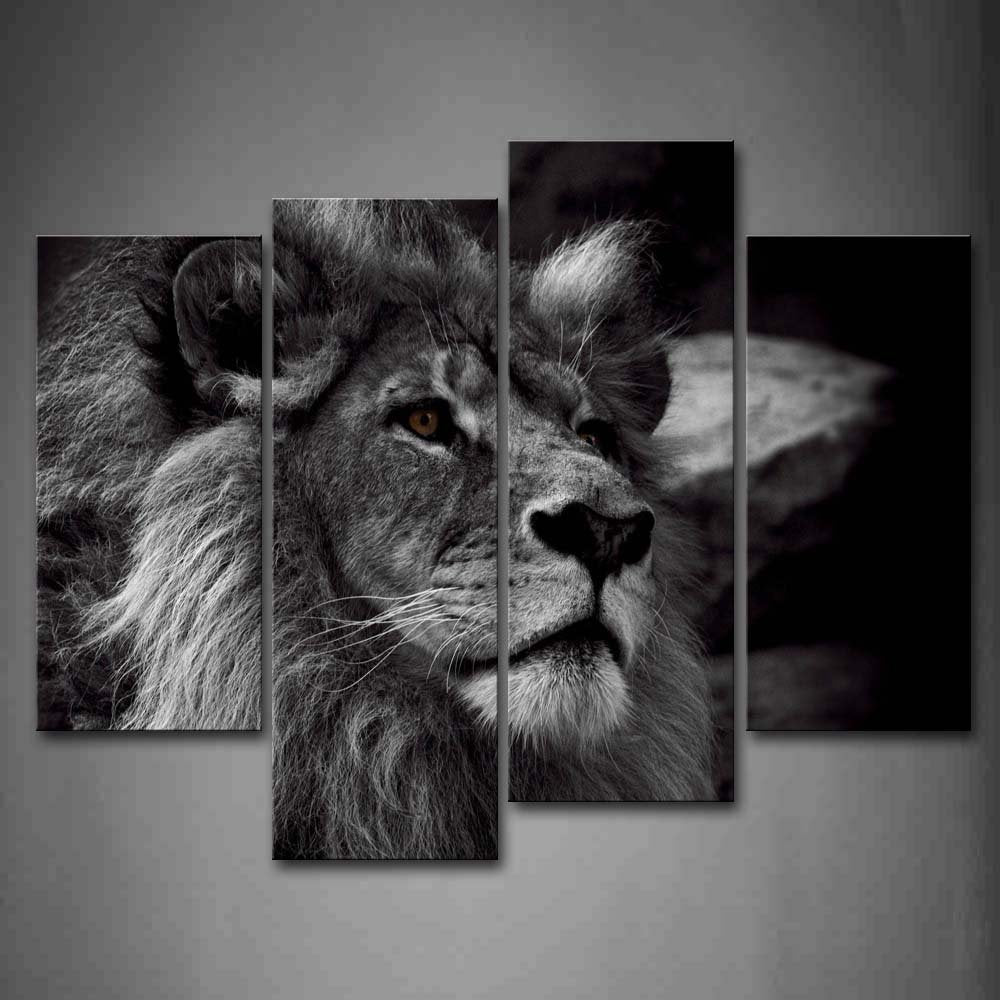 Black And White Lion Head Portrait Wall Art Painting Pictures Print On Canvas Animal The Picture For Home Modern Decoration