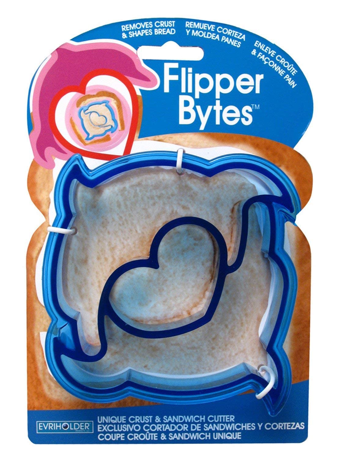 Evriholder Flipper Bytes Kids Lunch Sandwich Slicer, 4-1/4'' X 4-1/4'', Blue