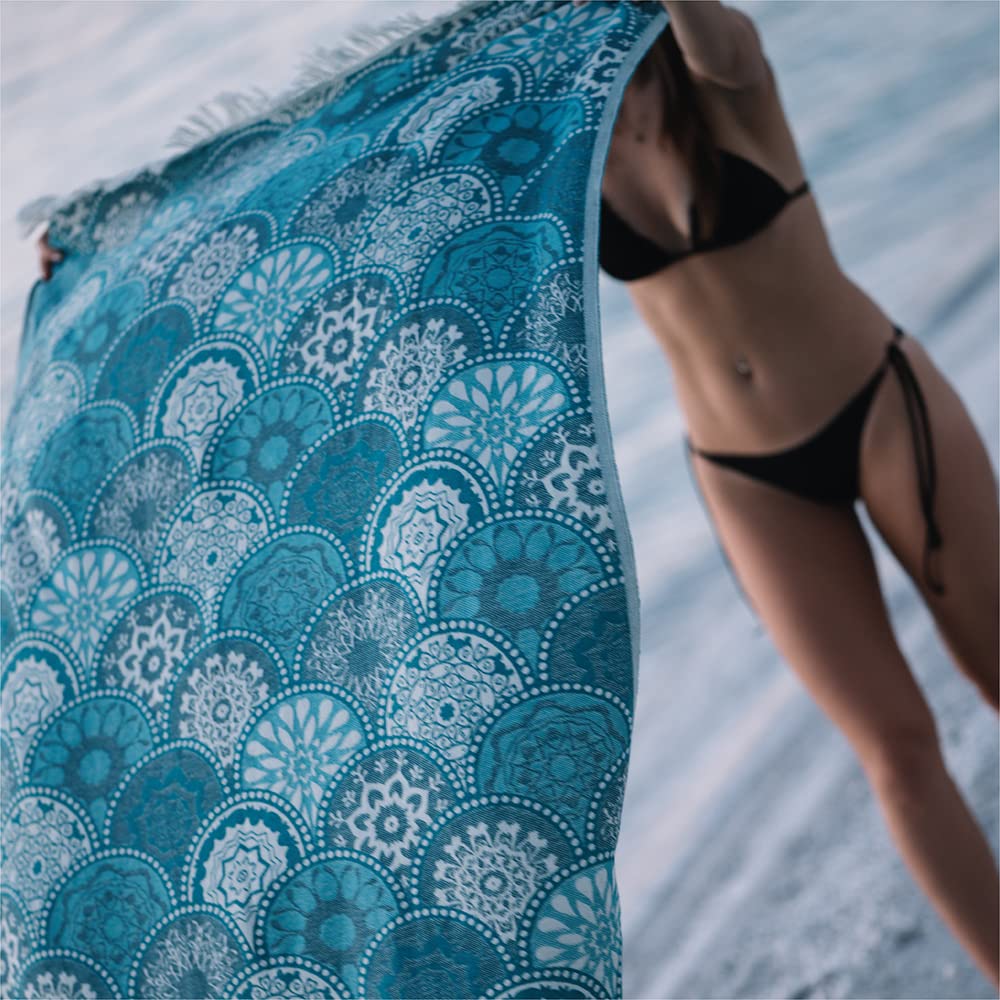 Hencely Beach Towels, 100% Cotton Soft Turkish Large Beach Towel 37 X 68 Inches For Spa, Beach, Pool, Gym And Bathroom (Mandala)