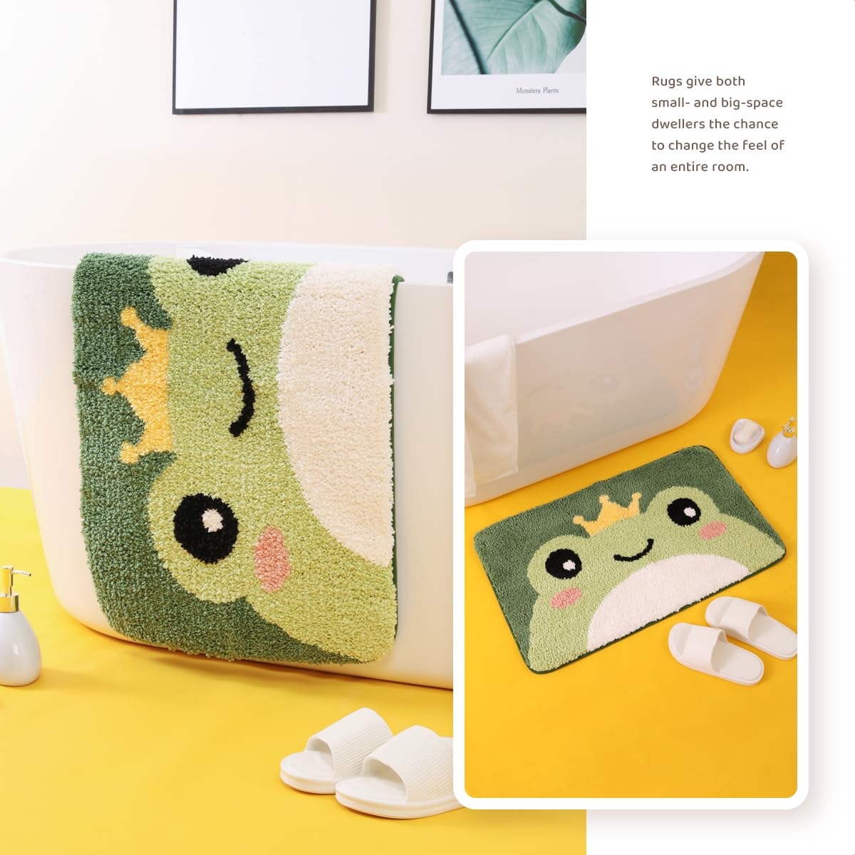Cute Frog Bath Mat, Extra Soft Absorbent Bath Rug, Non-Slip Comfortable Bathroom Rug, Carpet For Tub, Shower, Bath Room, Machine
