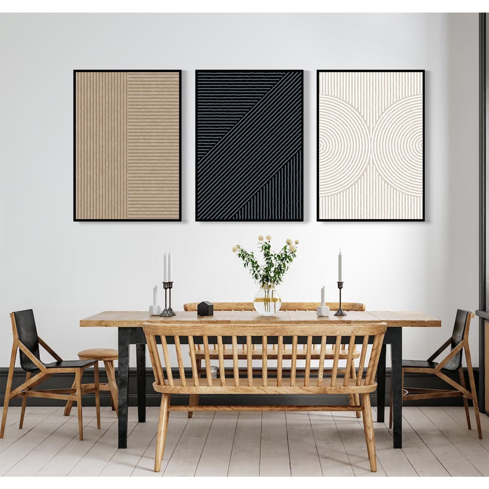 Modern Abstract Pictures Wall Art Boho Neutral Canvas Wall Art Minimalist Line Wall Decor Black Brown Artwork Abstract Modern Pa