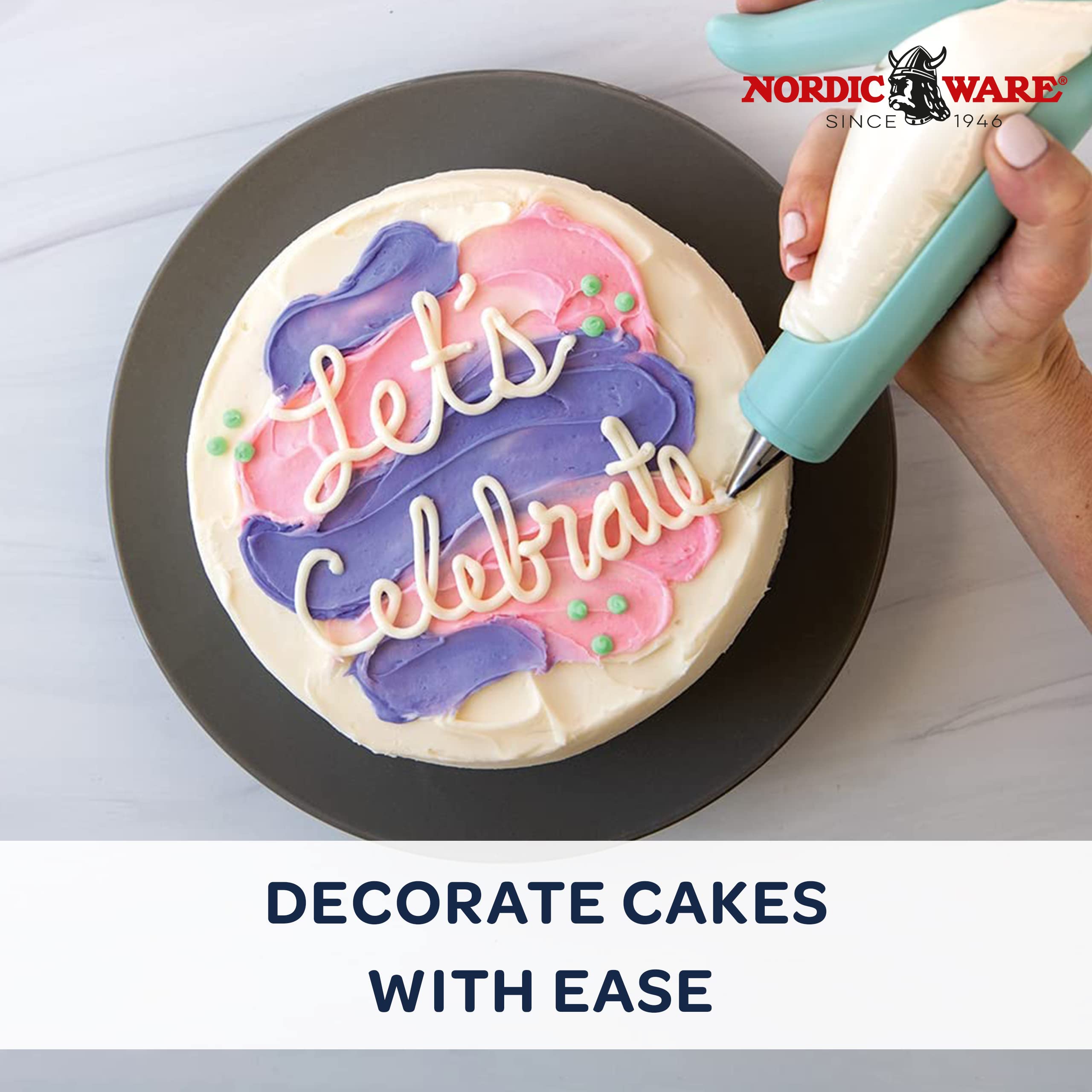 Nordic Ware Icing E-Z Decorating Pen, 2 Tips And Couplers, Mint