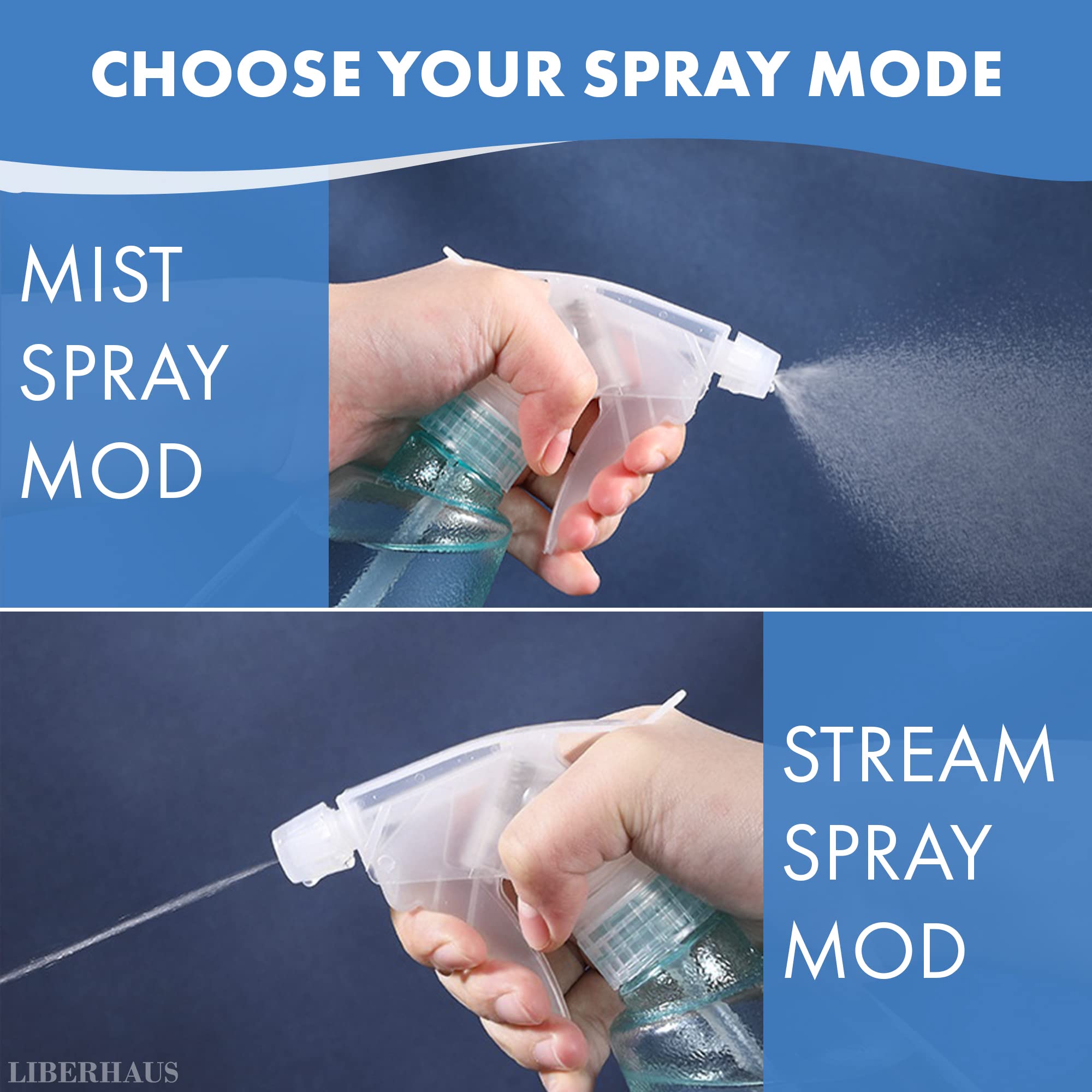 3Pcs Plastic Spray Bottles For Cleaning Solutions - 17 Oz Indoor Spray Bottle Hair Mister Spray Water Bottle For Hair Spray Bott