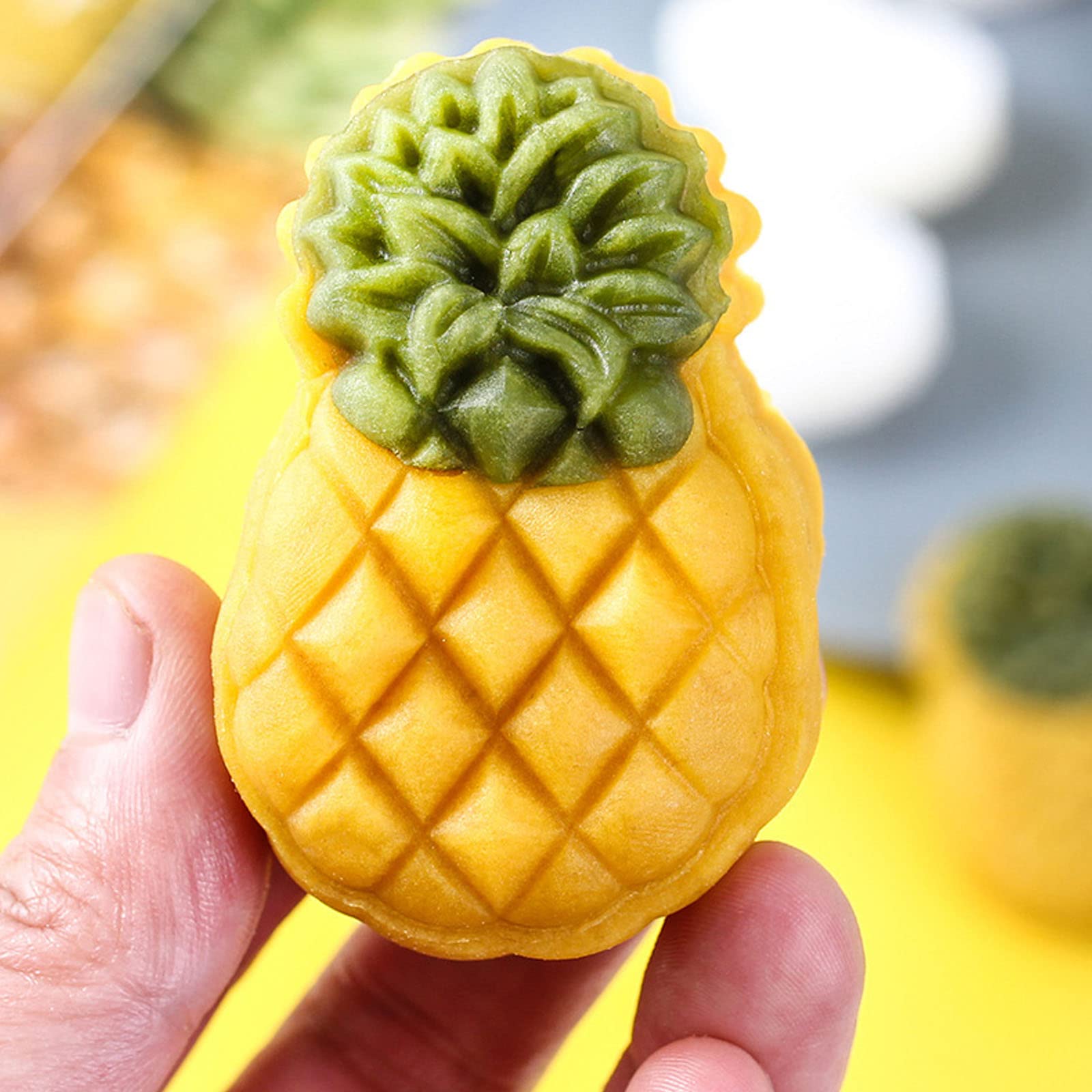 2 Set Pineapple Plastic Mooncake Mold Pineapple Lotus Stamp Hand Press Moon Cake Mould Pineapple Mooncake Cookie Cutter Bakeware