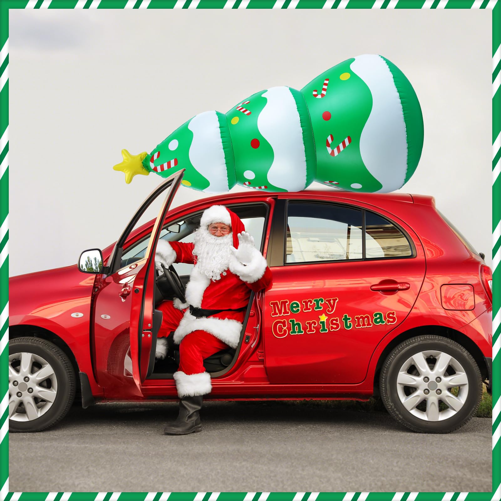 Sosation Inflatable Christmas Tree Car Decorations with Merry Christmas Magnet Trunk or Treat Golf Cart Car Decorations Kit 47