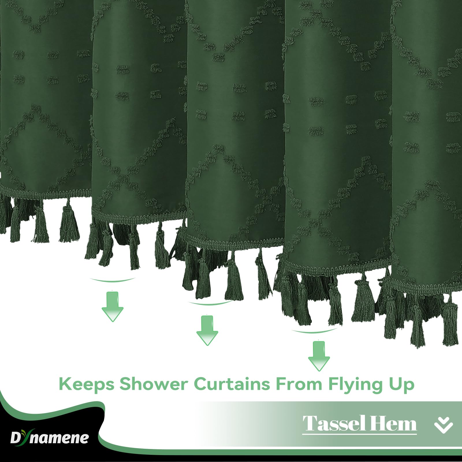 Dynamene 78 Inch Long Shower Curtain, Boho Tufted Geometric Striped Tall Cloth Shower Curtains For Bathroom Decor, Large Hotel S