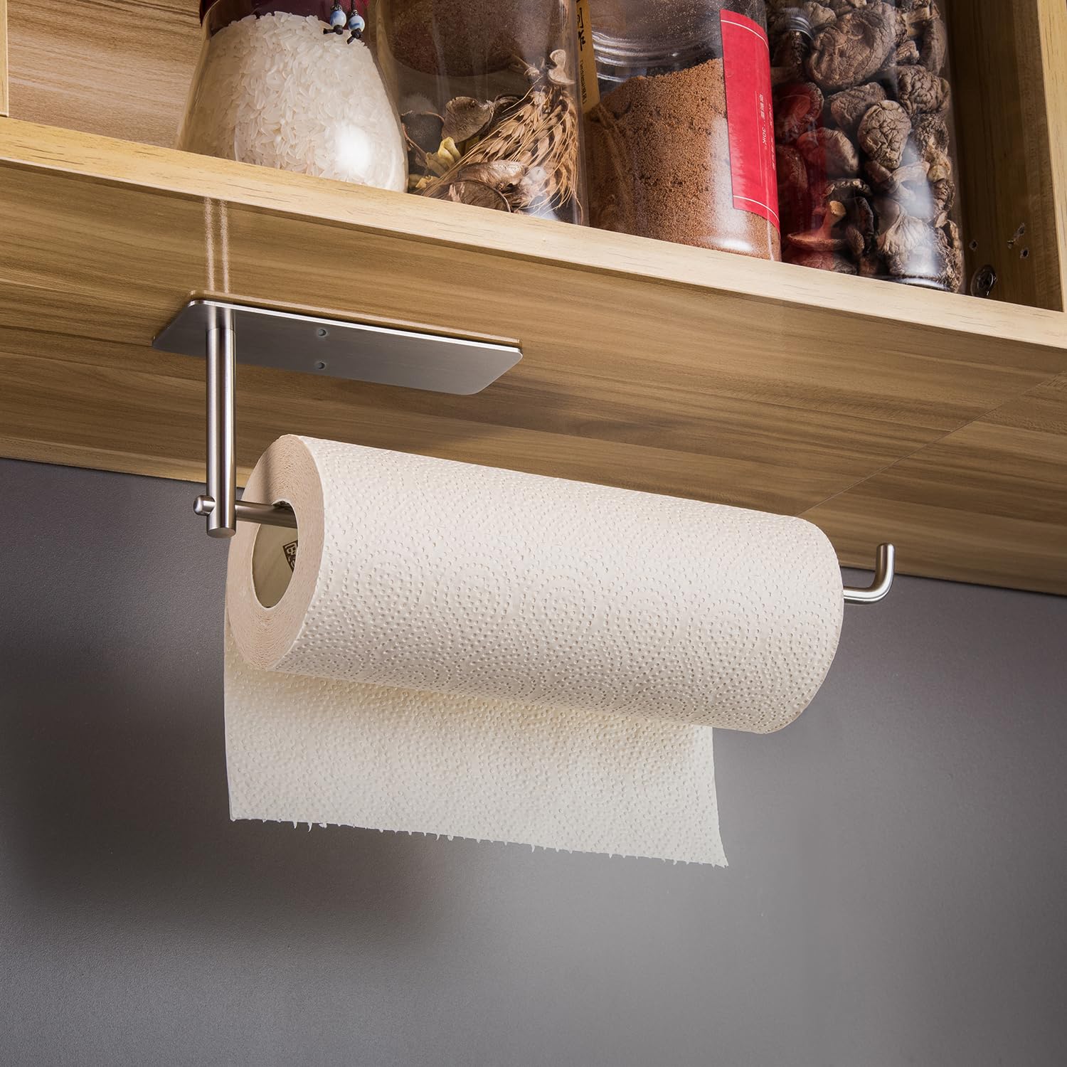 Suntech Paper Towel Holder Under Cabinet - Self Adhesive Towel Paper Holder Stick On Wall For Kitchen, Bathroom Paper Towel Hold