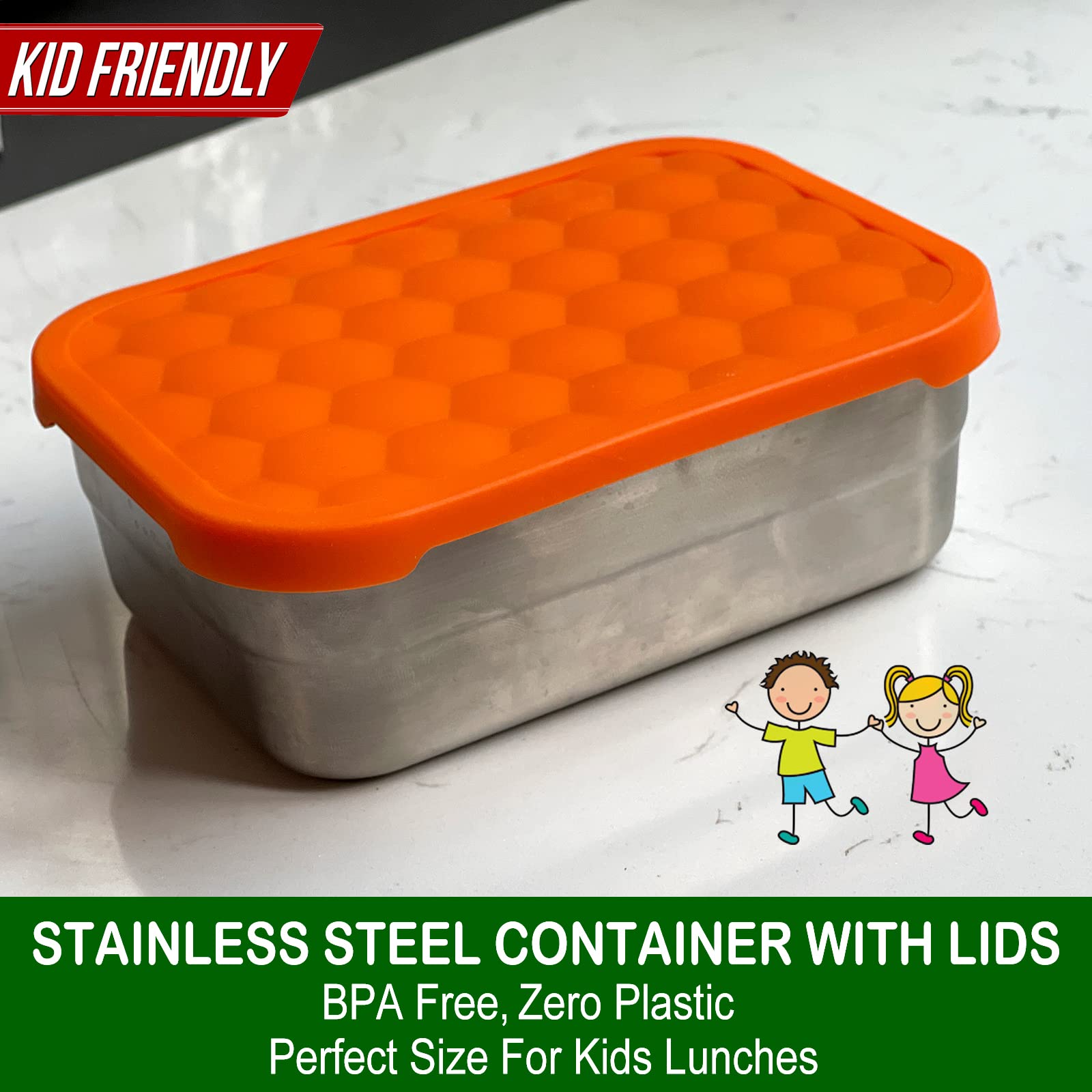 Aoraki Stainless Steel Containers With Lids, Lunch Box Container With Leak Resistant Silicone Lid, Food Storage Bento Box For Sn
