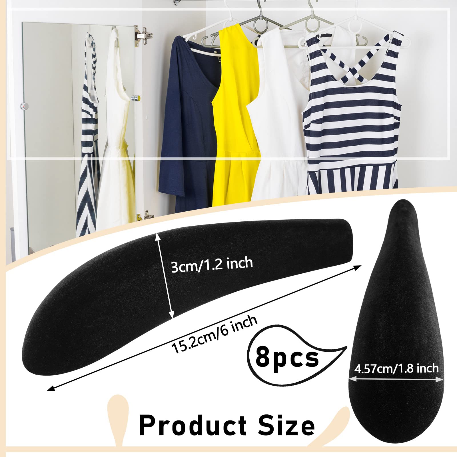 8 Pieces Velvet Hanger Shoulder Pads Over Hanger Pads Black Form Shoulder Shaper Protectors For Coat Sweaters Racks Are Not Incl