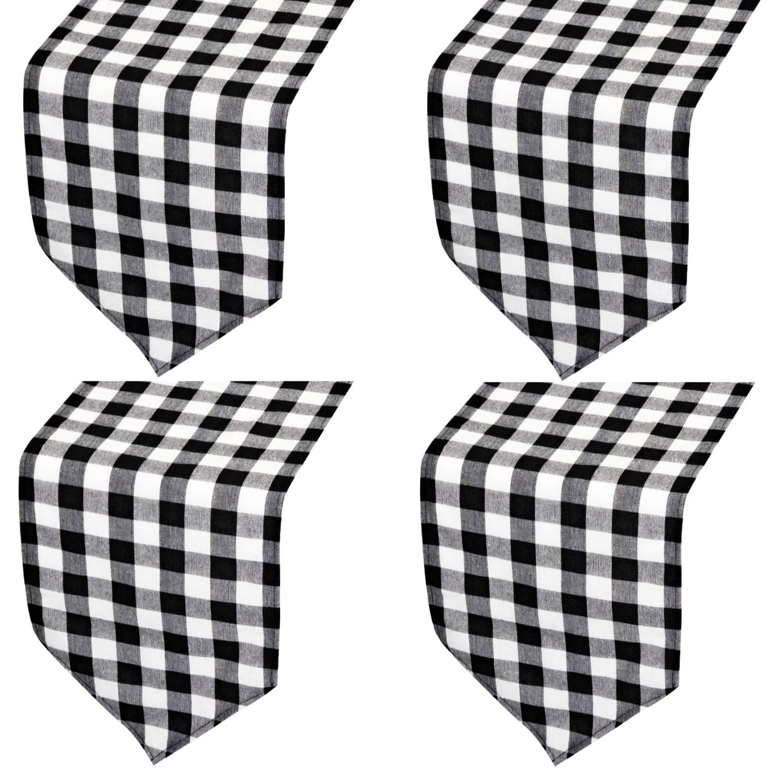 4 Pack Buffalo Check Table Runners White And Black Plaid Table Runner For Christmas Dinner, Lumberjack Party, Outdoor Or Indoor