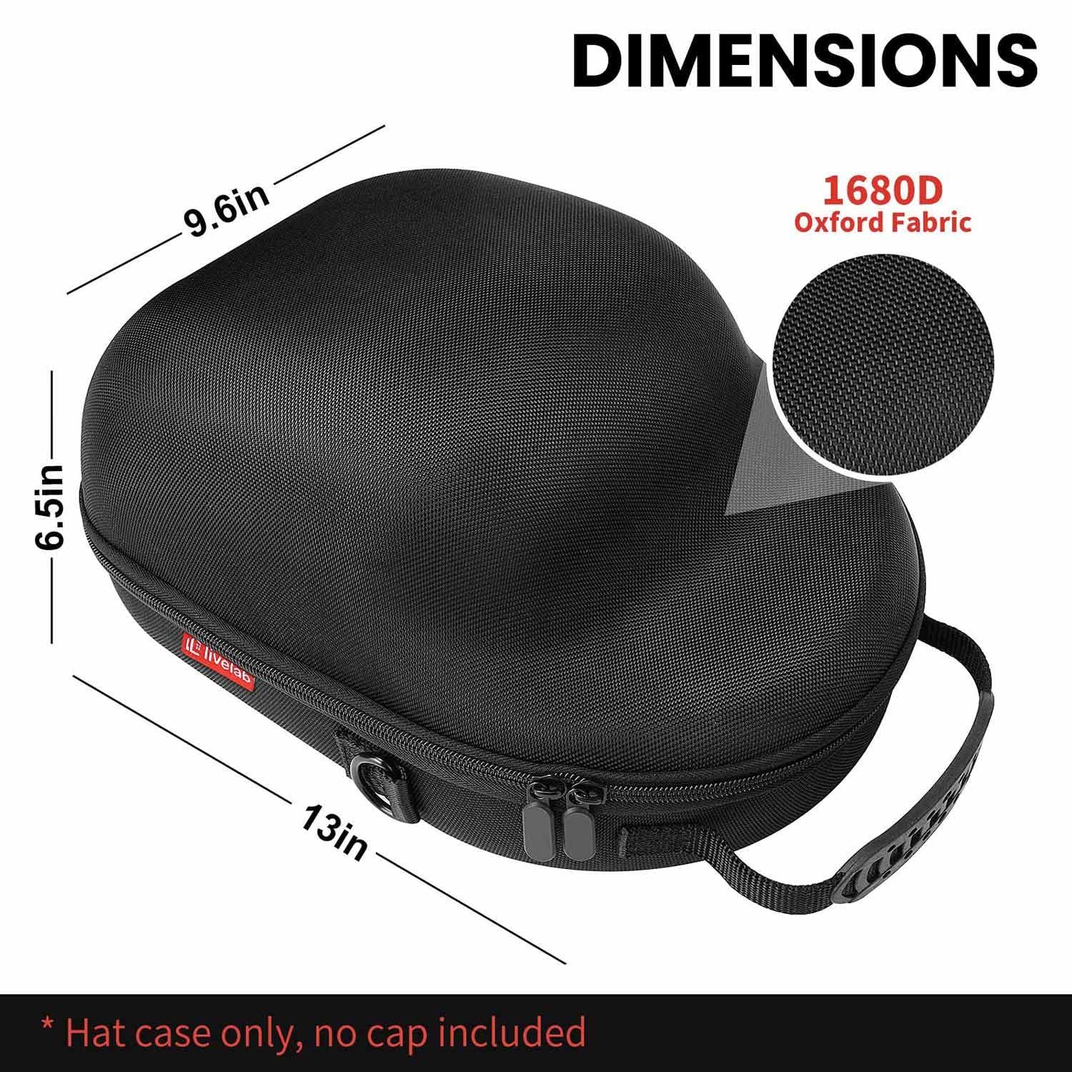 Livelab Hat Travel Case, Hard Hat Case For Baseball Caps, Hat Storage For Travel With Carrying Handle & Shoulder Strap, Hat Orga