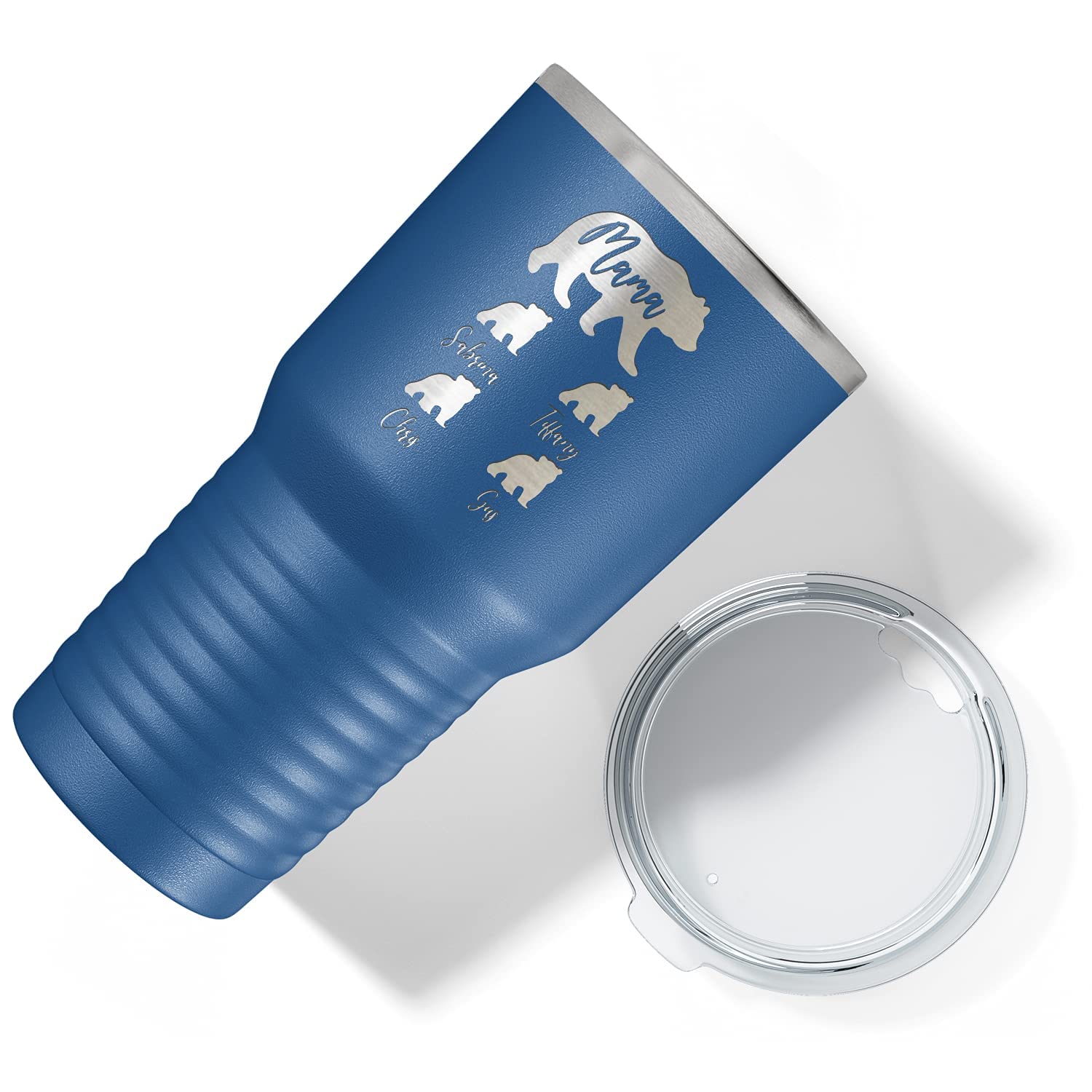 Mama Bear Tumbler Personalized Engraved Cubs On Blue 30 Oz Custom Birthday Gift For Women, Mom And Mother Insulated Stainless St