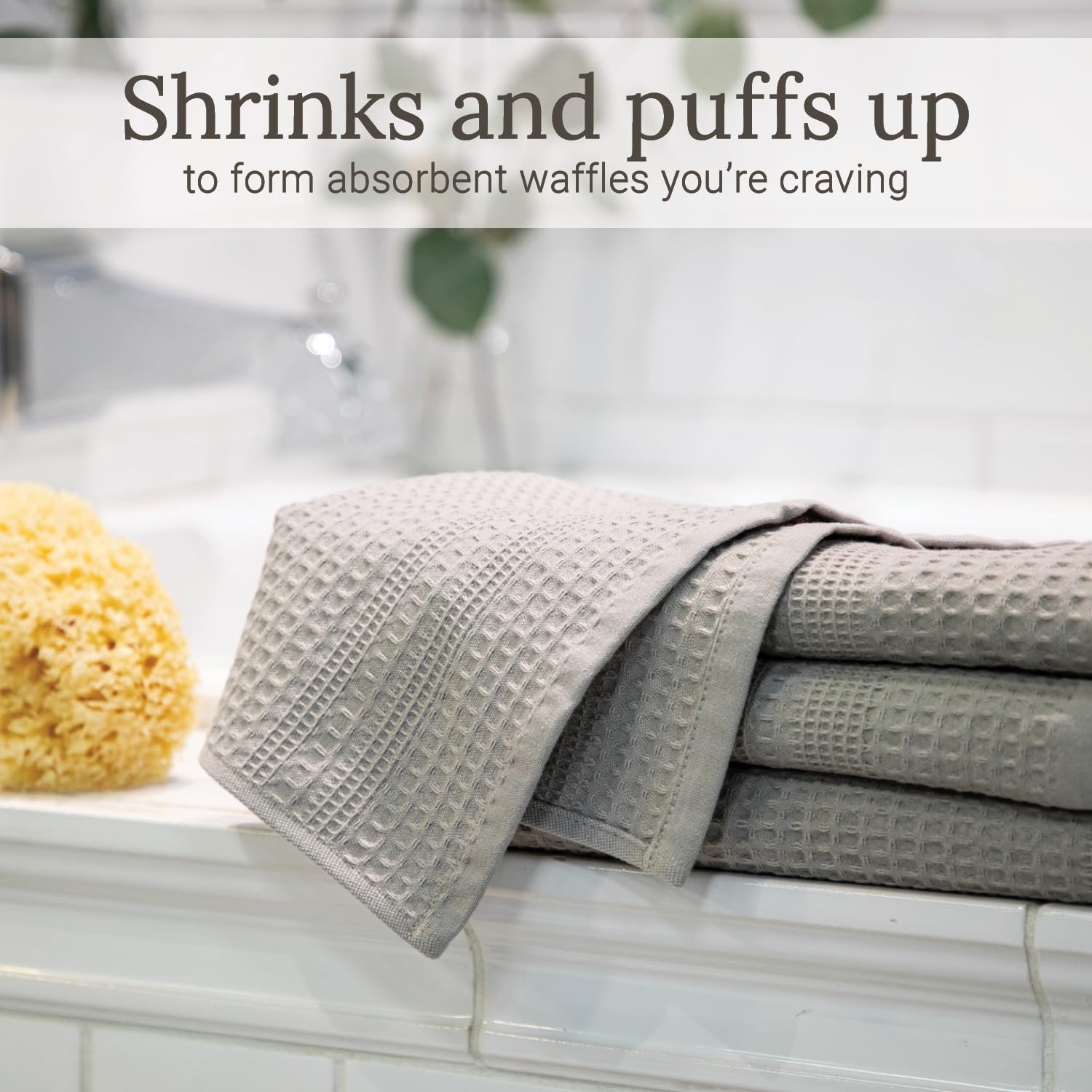 GILDEN TREE Waffle Towel Quick Dry Thin Exfoliating  4 Pack Washcloths for Face Body  Classic Style (Pewter)