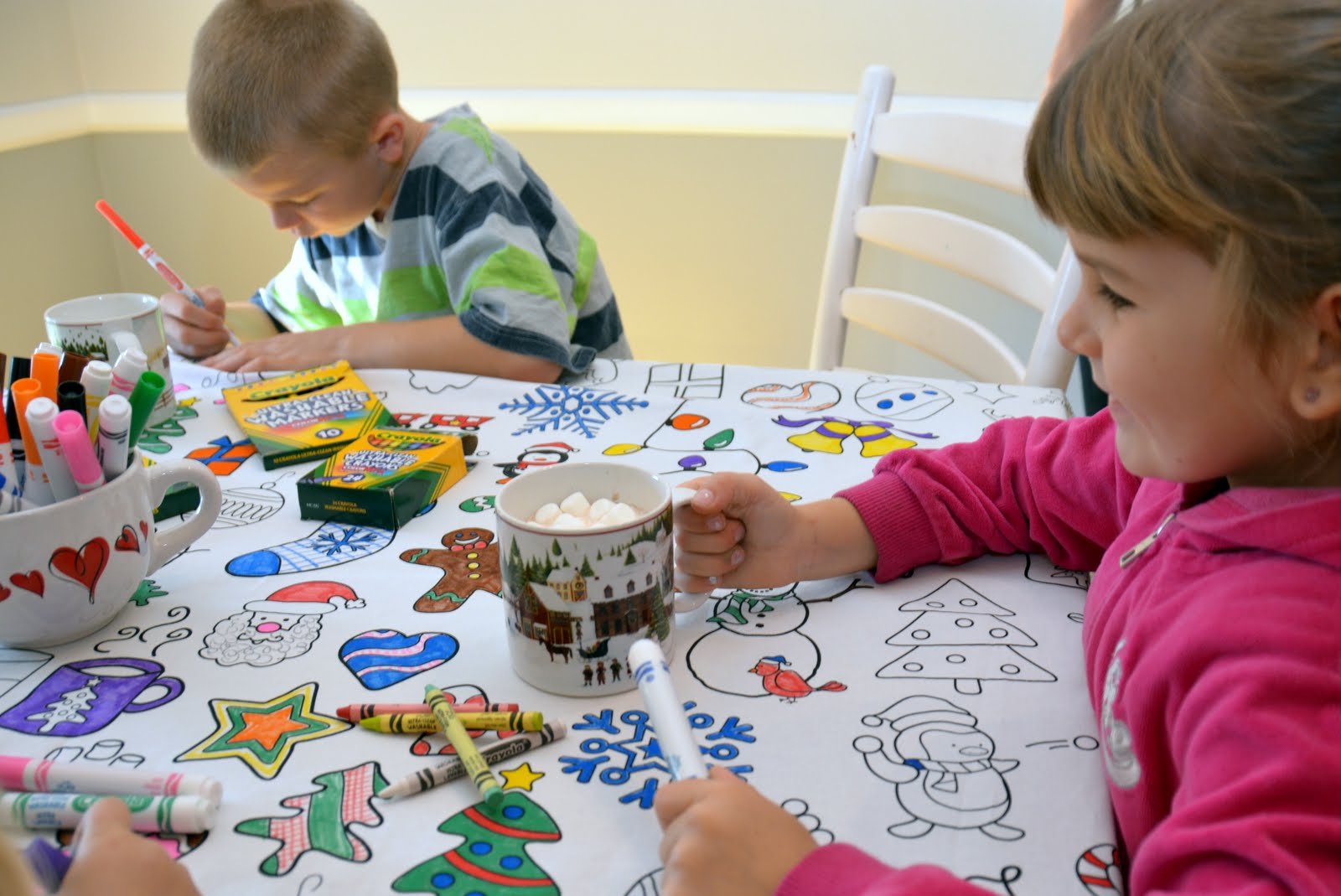 The Coloring Table - Holiday Design - Xl Rectangle Tablecloth - Fabric Coloring Tablecloth - Colorable Designs - Washable And Re