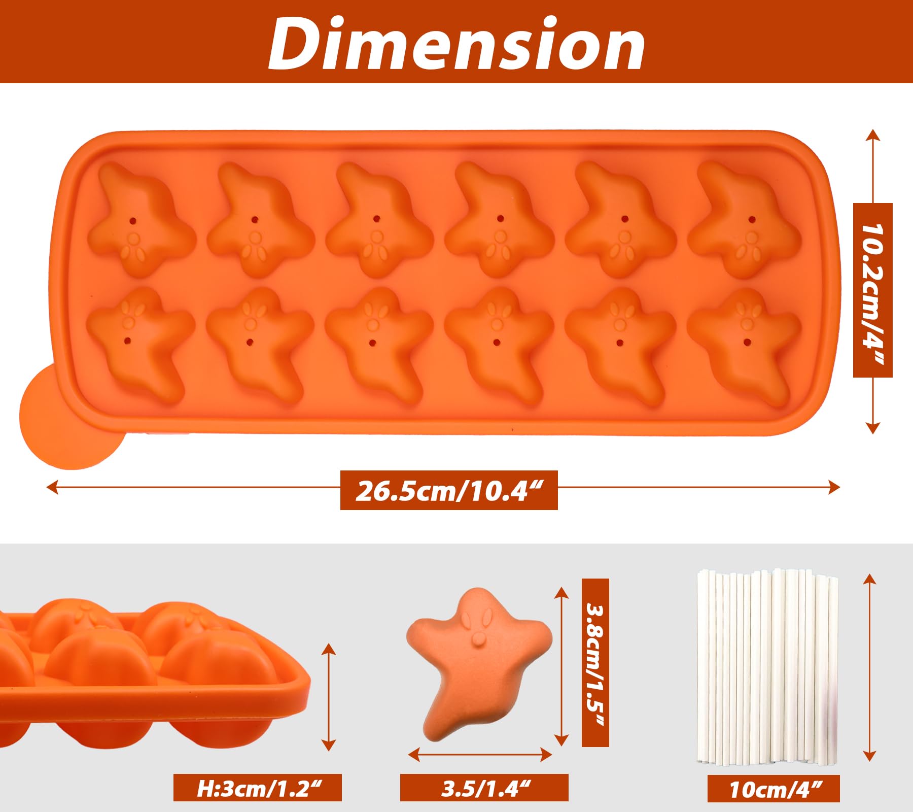 Webake Cake Pop Mold Shaped With Ghost For Halloween, 50 Pcs Sticks Halloween Cake Pop Maker Kit, Silicone Cake Pop Molds For Ca