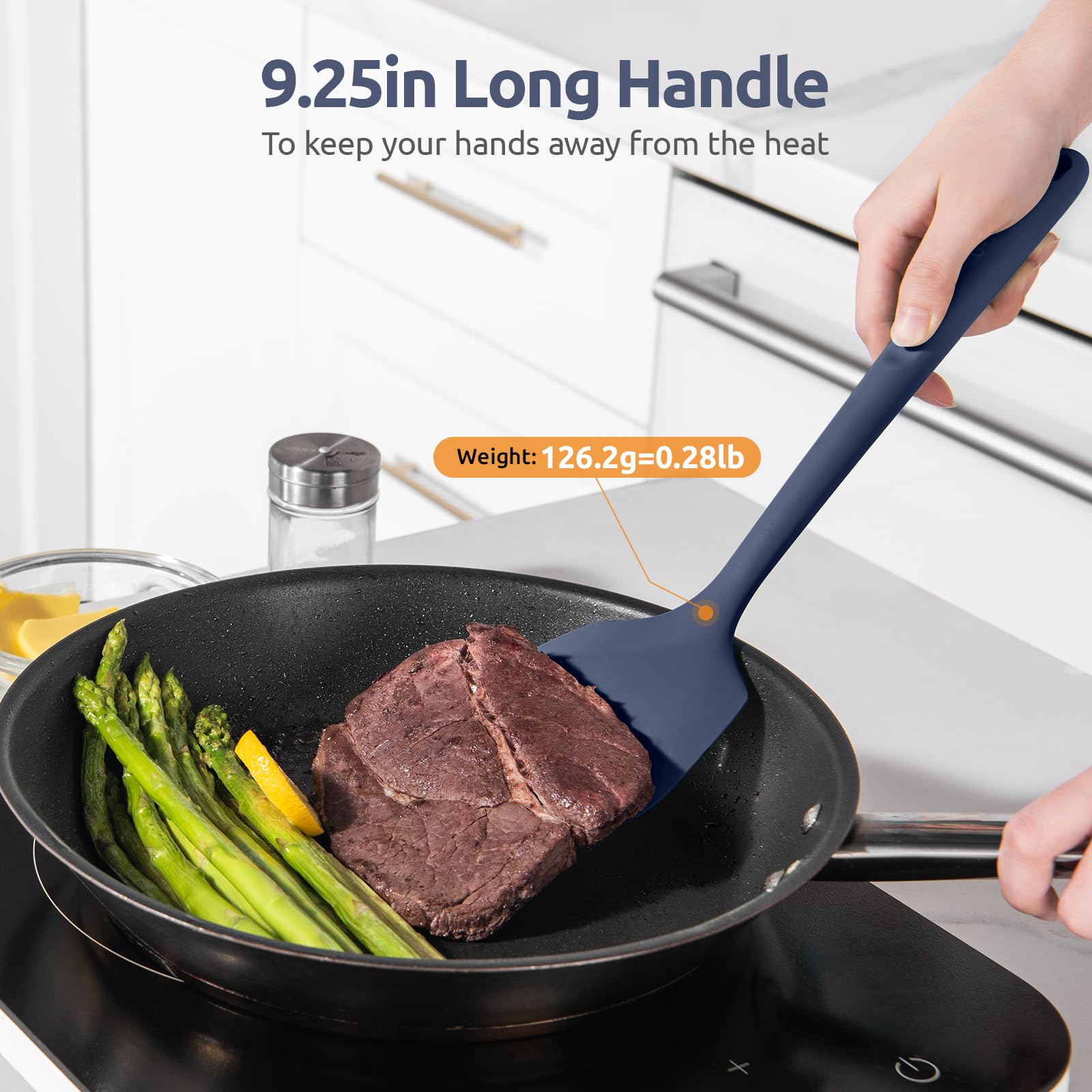 600? Heat Resistant Silicone Turner: U-Taste 13.6In Solid Kitchen Spatula Flipper, Bpa Free Flexible & Thin Seamless Cooking Ute