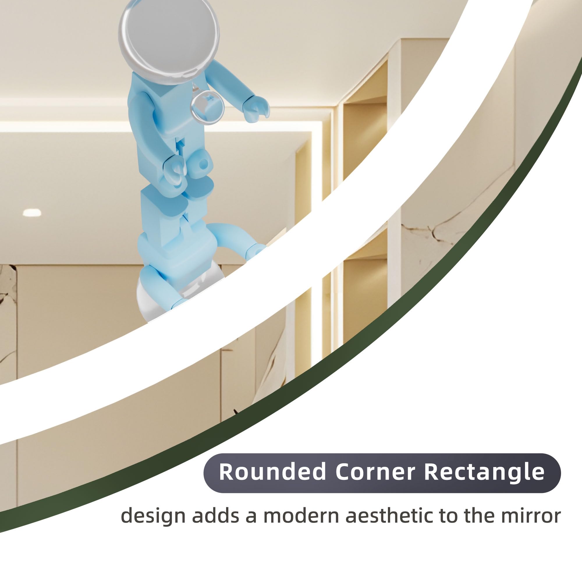 Vosuja 36X36Inch Rounded Led Bathroom Mirror, 3 Colors Lighted & Stepless Dimmable Vanity-Mirror-With-Lights, Anti-Fog, Frameles