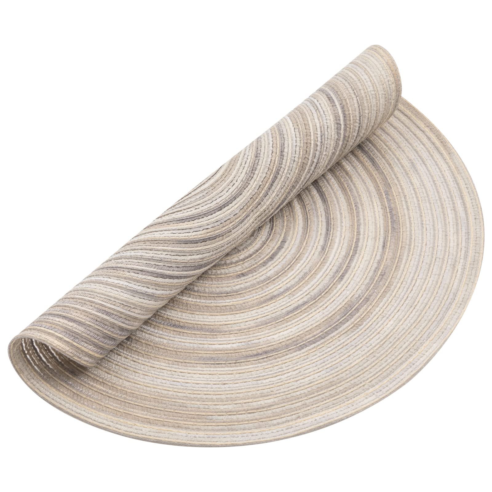 Shacos Round Braided Placemats 15 Inch Set Of 4 Variegated Washable Kitchen Table Placemats For Home Wedding Party (Rainbow Gray