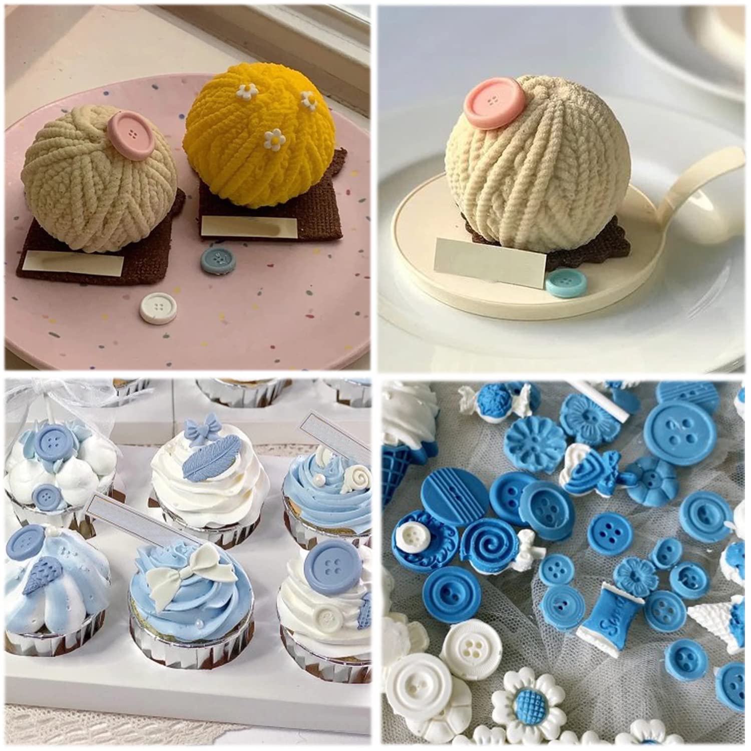 Mujiang Button Fondant Silicone Mold For Cake Decorating Cupcake Topper Candy Chocolate Polymer Clay Gum Paste Set Of 3