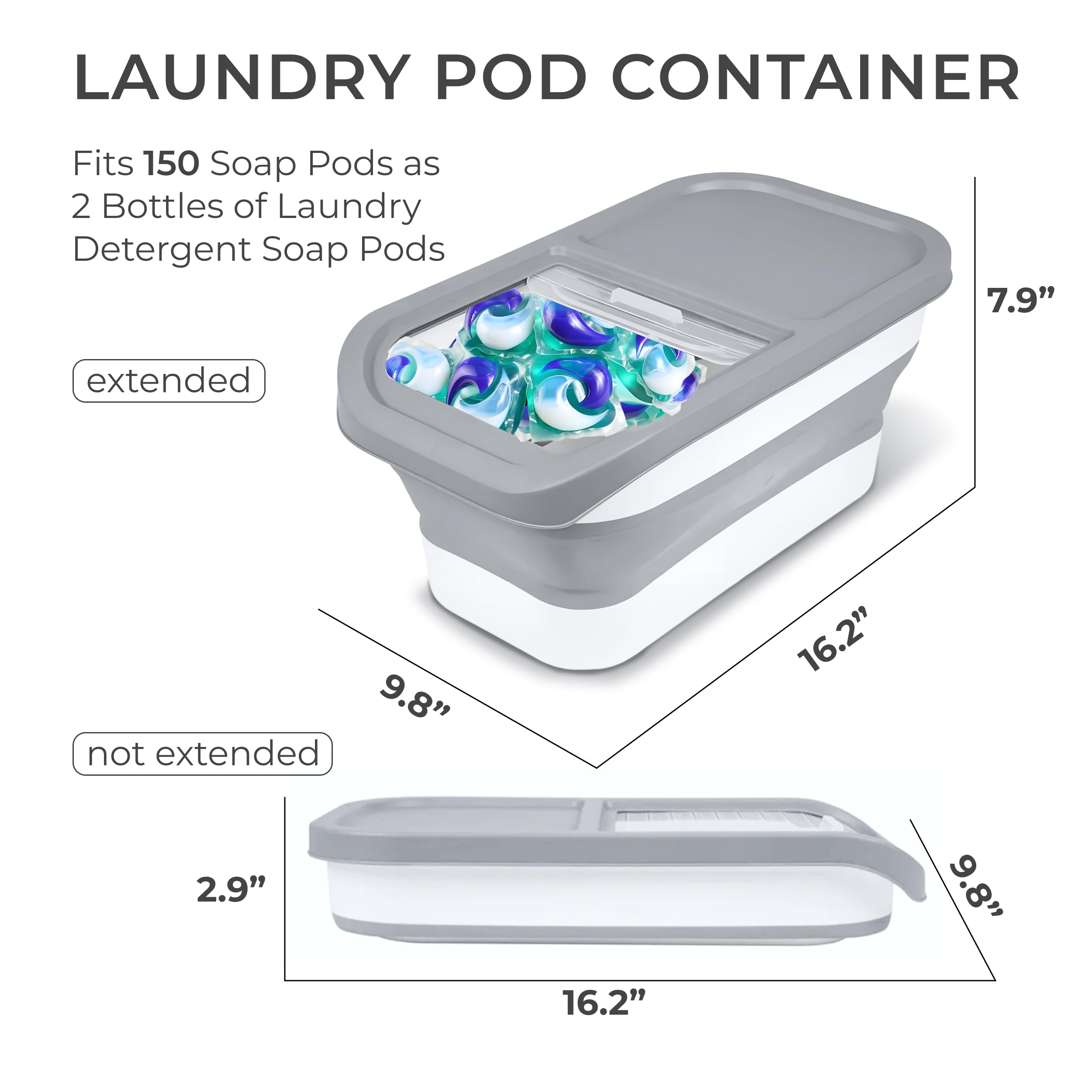 Skywin Expandable Laundry Pod Container - Laundry Pod Storage Container For Laundry Room Container Organization - Laundry Deterg