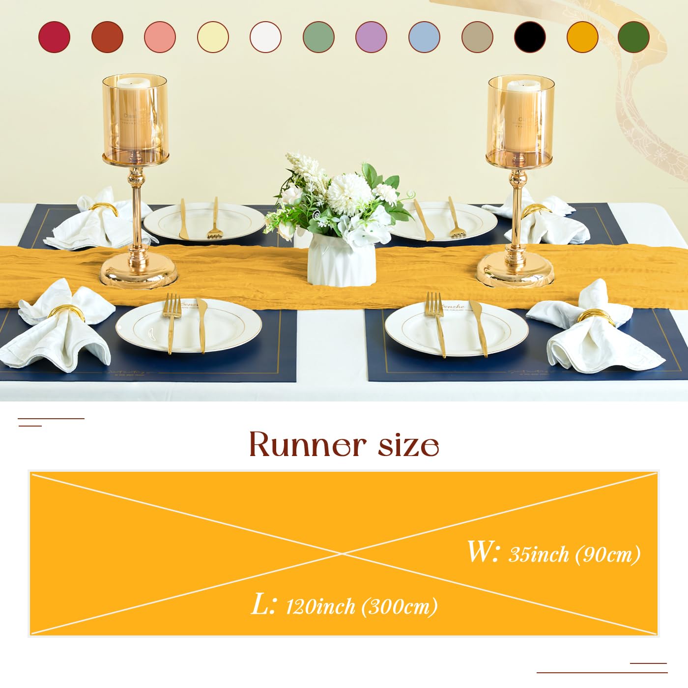 Sioloc 10 Pack Fall Table Runner,Yellow Cheesecloth Table Runner,10Ft Halloween Table Runner ,Boho Gauze Table Runner For Weddin