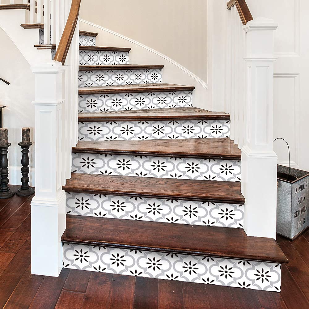 Funlife 14 Strips Peel And Stick Stair Risers Stickers, Self Adhesive Vinyl Stair Stickers Decals, Staircase Murals Decor For St