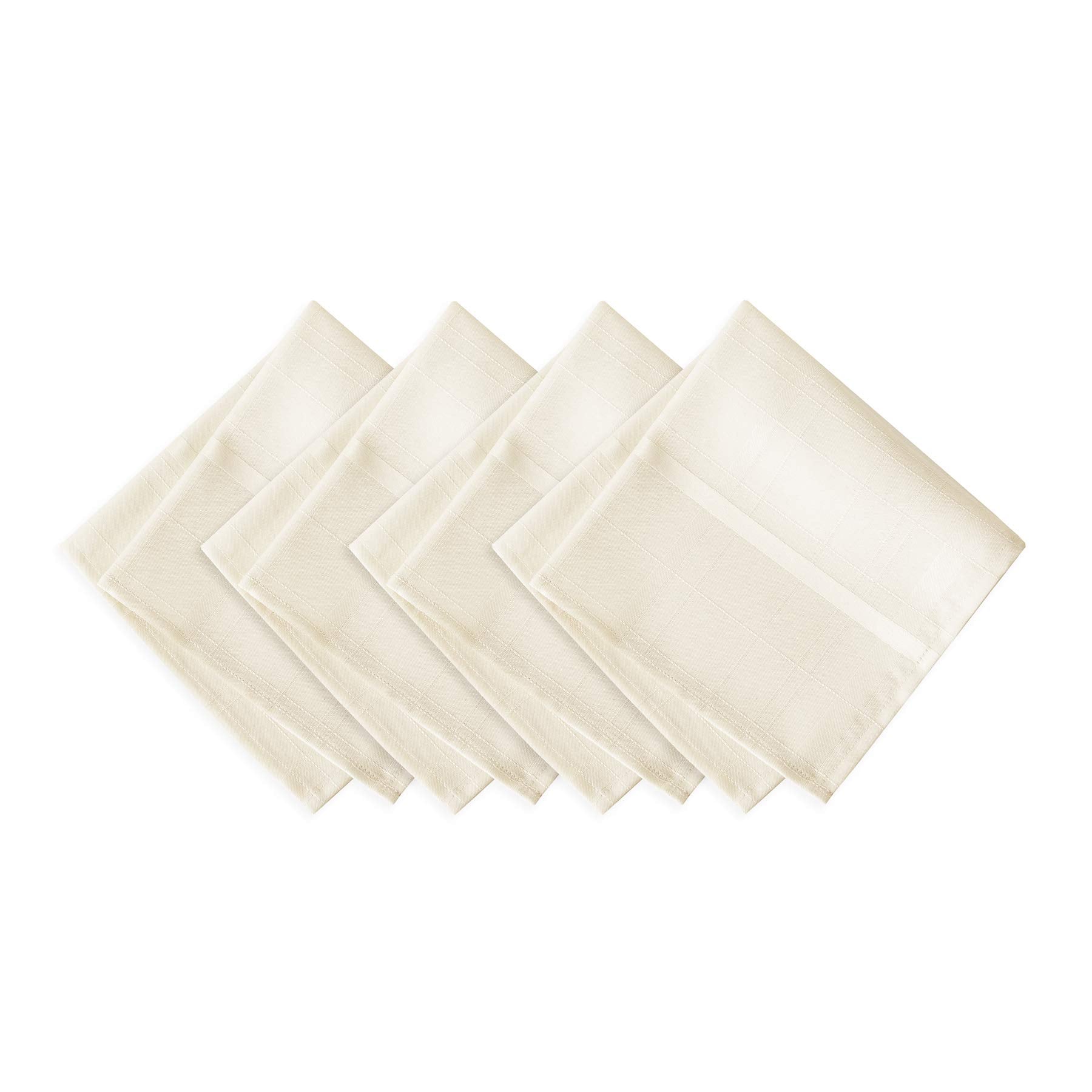 Newbridge Elegance Plaid No-Iron Soil Resistant Woven Fabric Napkins - Set Of 4 Napkins - Beige