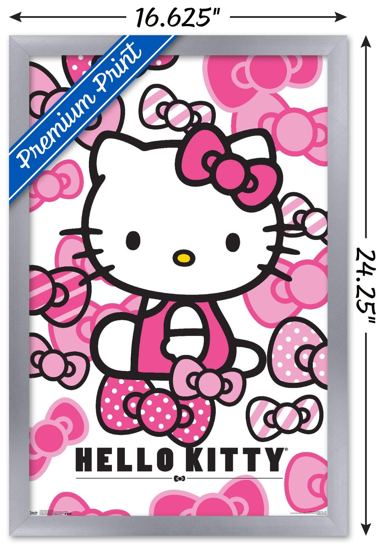 Trends International Hello Kitty - Bows Wall Poster, 14.725'' X 22.375'', Silver Framed Version
