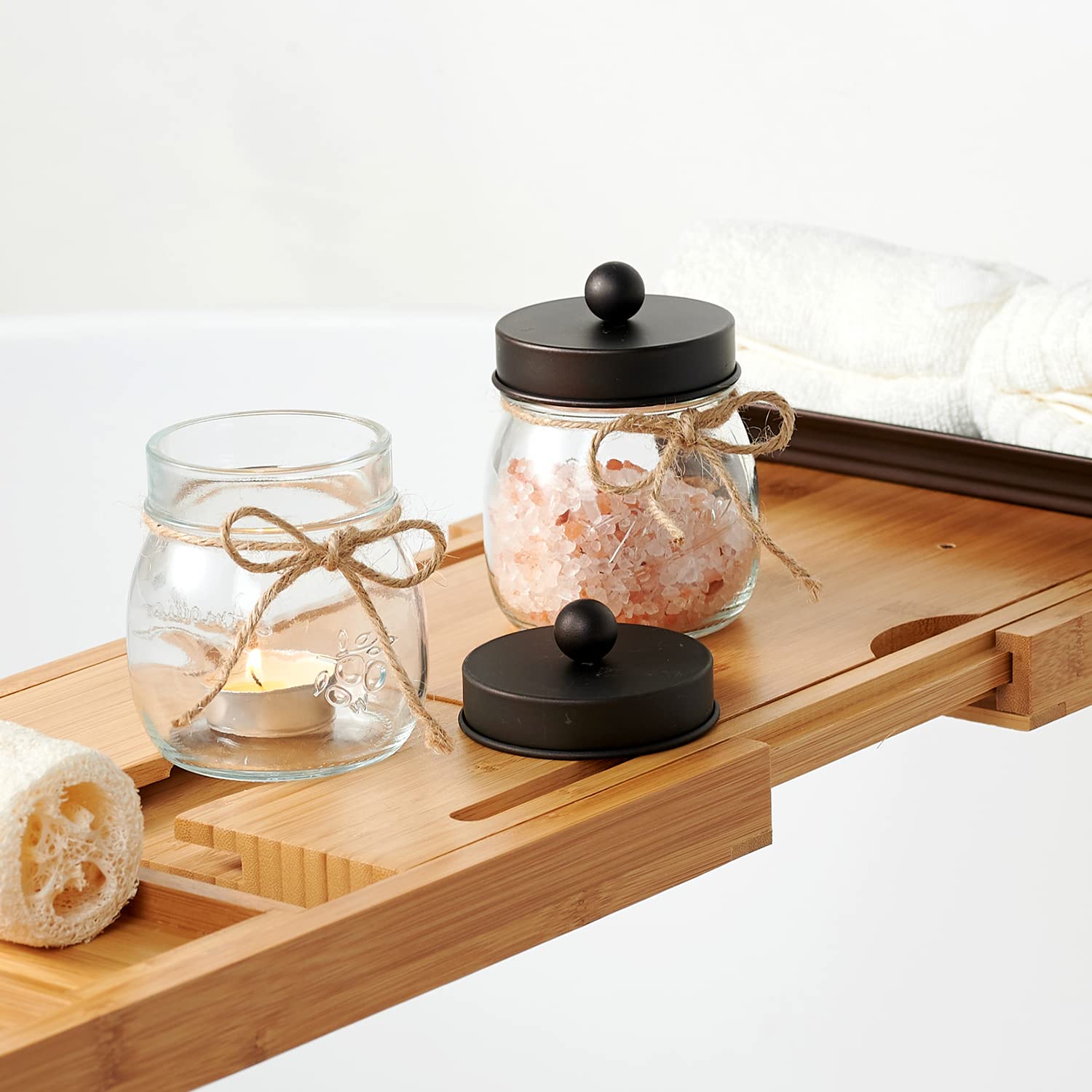 Sheechung Bathroom Organizers And Storage, Farmhouse Decor, Cotton Swab Container, Bathroom Jars For Qtips, Cotton Swabs, Balls,