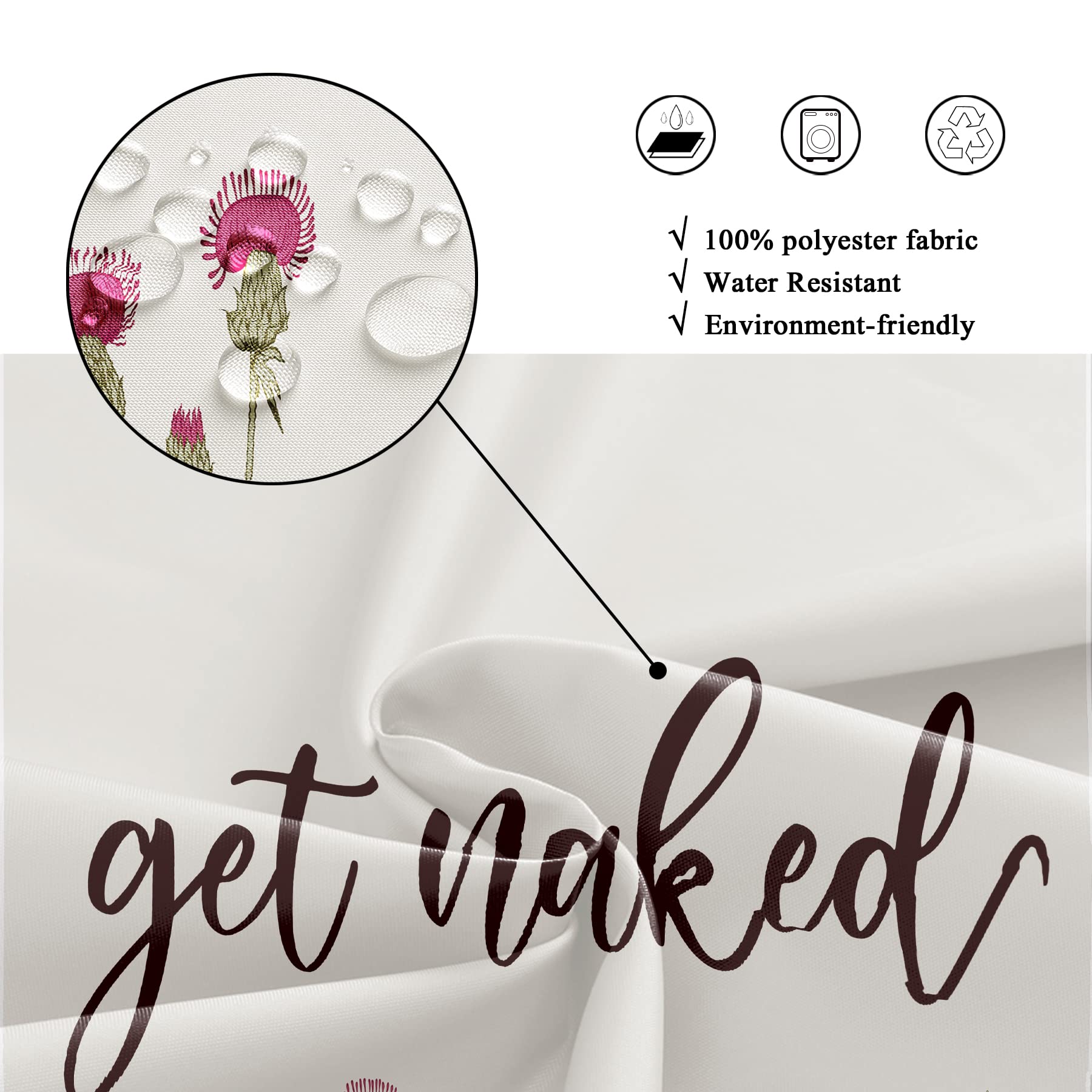 Riyidecor Stall Get Naked Wildflower Small Half Shower Curtain 36Wx72H Inch Farmhouse Flower Botanical Floral Herbs Decor Bathroom Windows Balconies Fabric Polyester Waterproof 7 Pack Plastic Hooks