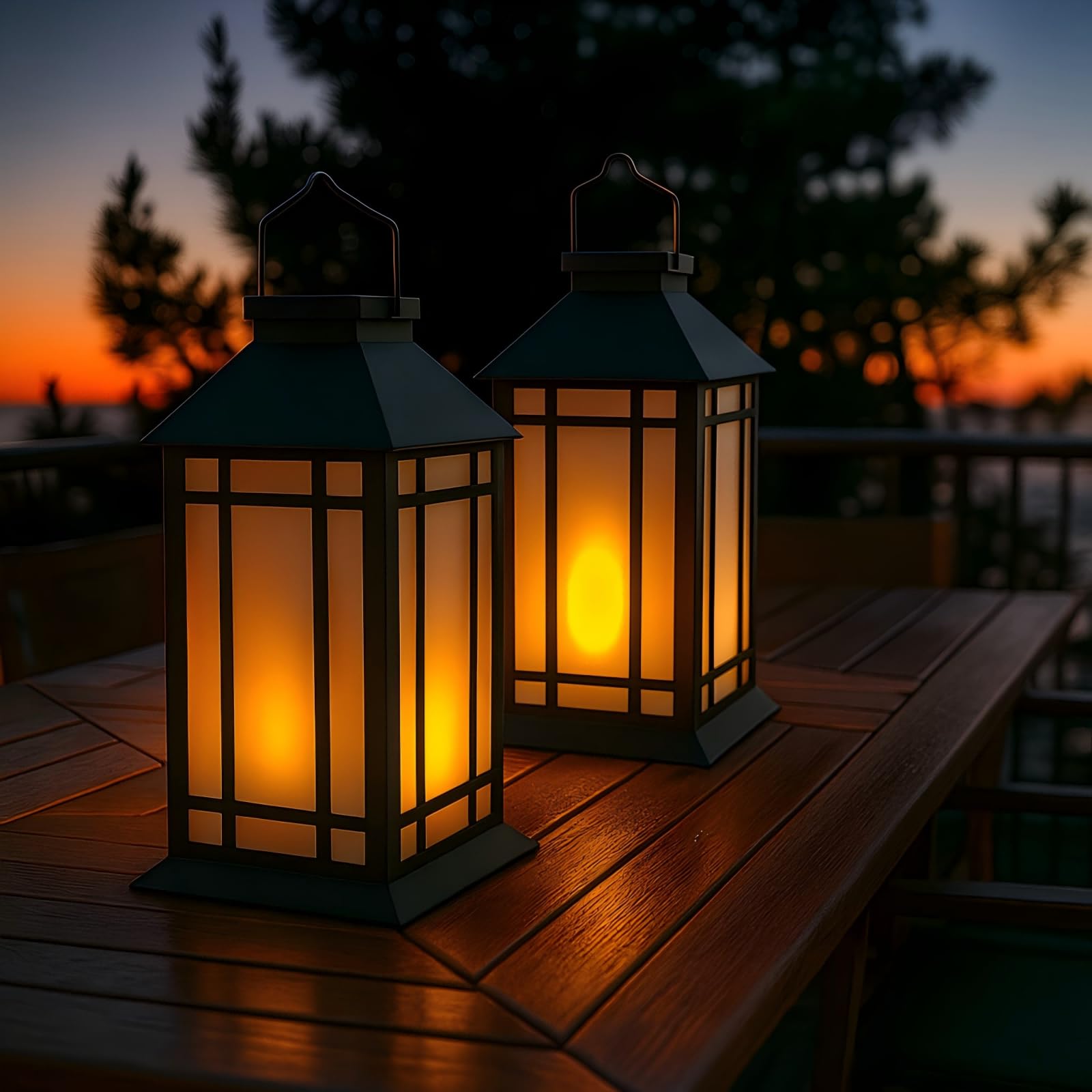 Bdor 13-Inch IP65 Waterproof Battery-Powered Outdoor Lantern with Led Flameless Candle and 6-Hour Timer - Decorative Lantern for