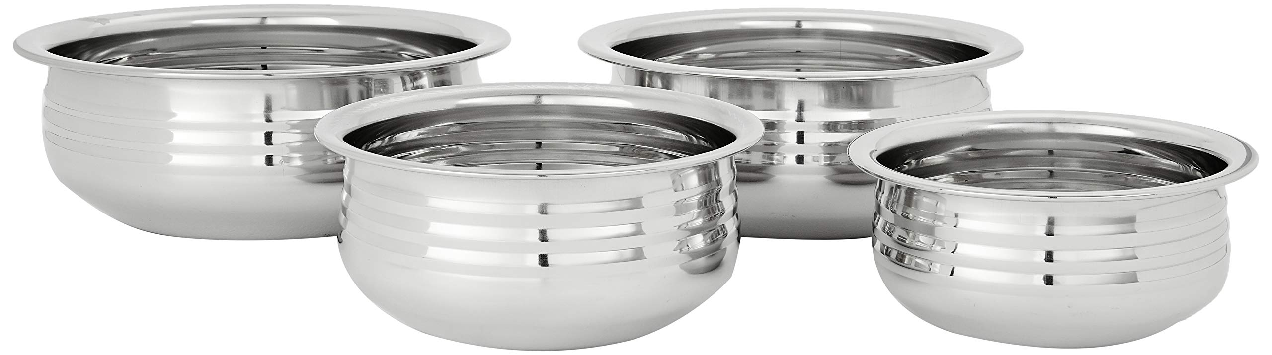 Amazon Brand - Solimo Stainless Steel Urli Set (Silver, 750Ml, 1100Ml, 1500Ml And 1900Ml) 4 Pieces
